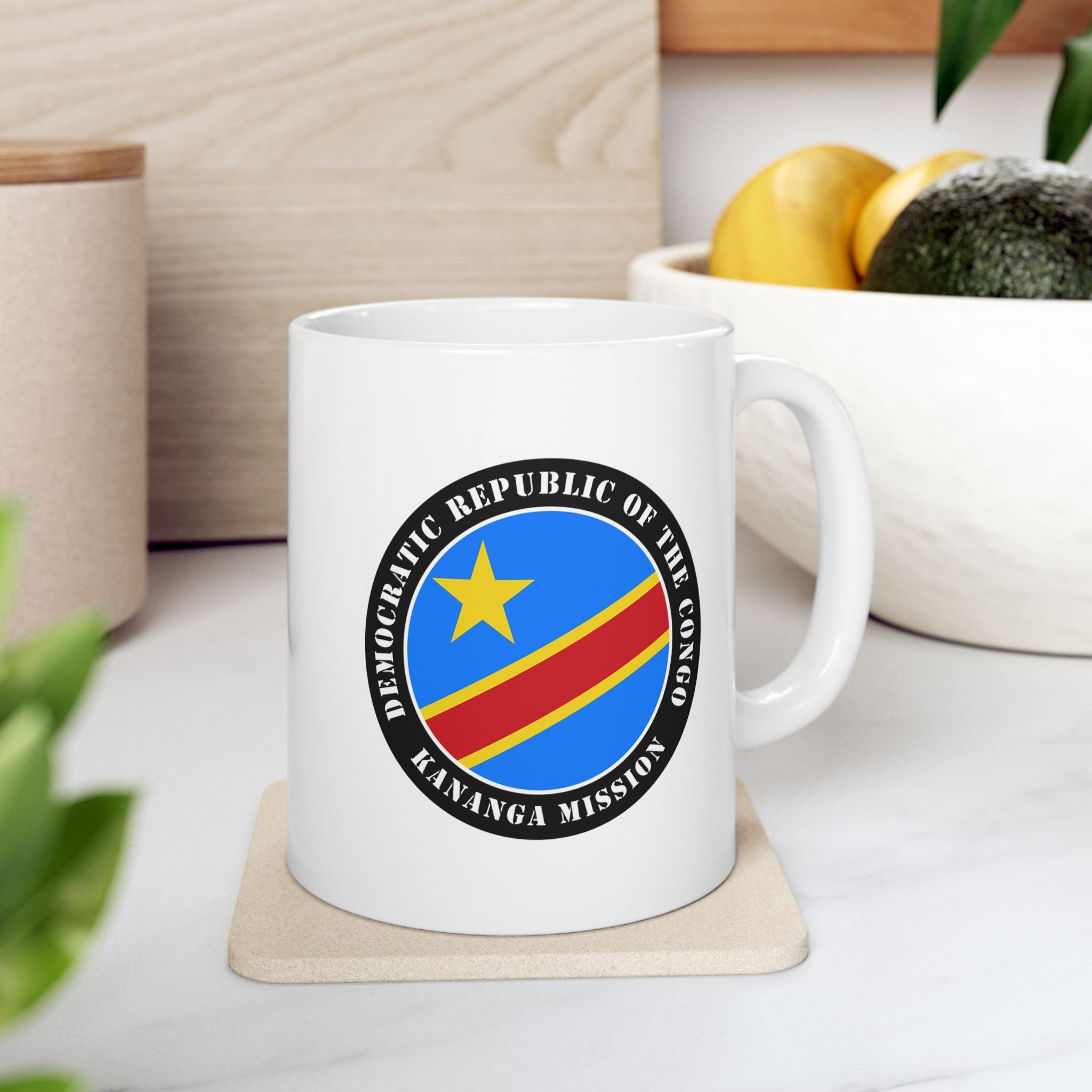 Democratic Republic of the Congo Kananga Mission Circular Flag White Ceramic Mug - Mission Wishlist - LDS Missionary Gift Store