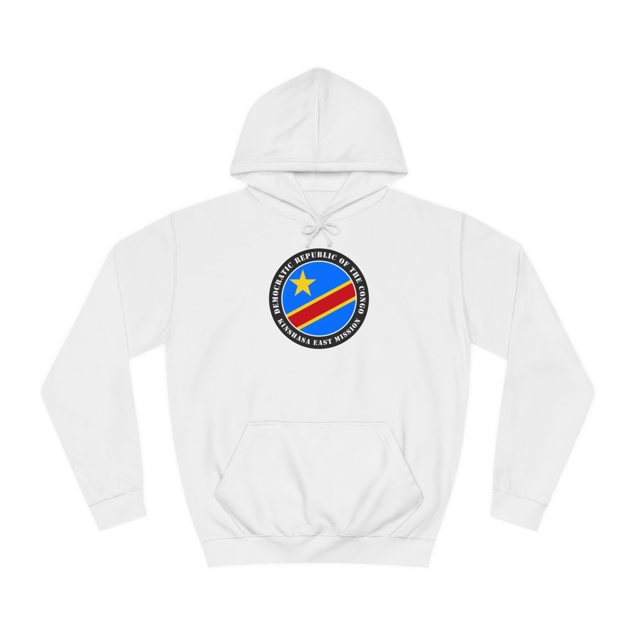 Democratic Republic of the Congo Kinshasa East Mission Flag Logo (Black Border) College Hoodie - Mission Wishlist - LDS Missionary Gift Store
