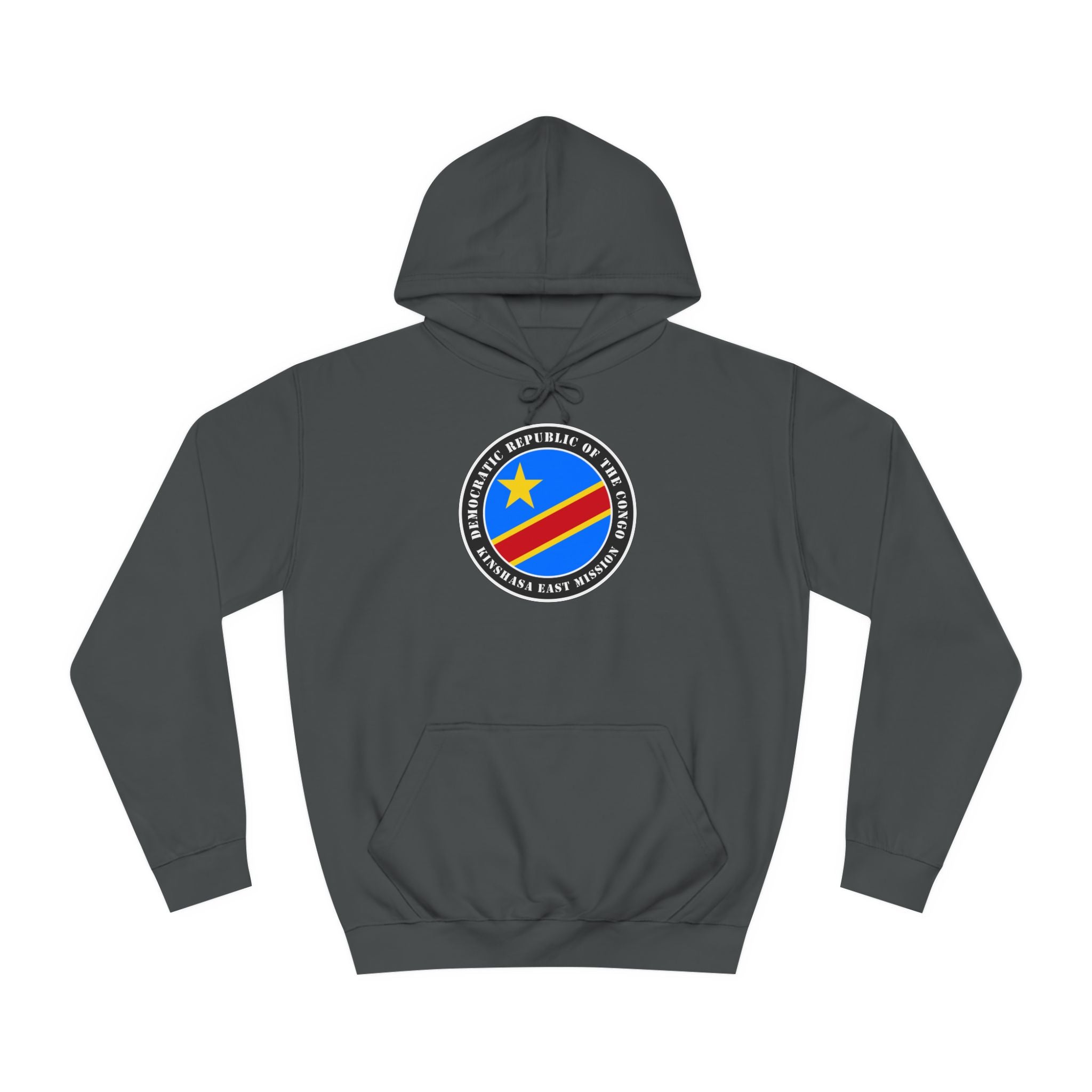 Democratic Republic of the Congo Kinshasa East Mission Flag Logo (Black Border) College Hoodie - Mission Wishlist - LDS Missionary Gift Store