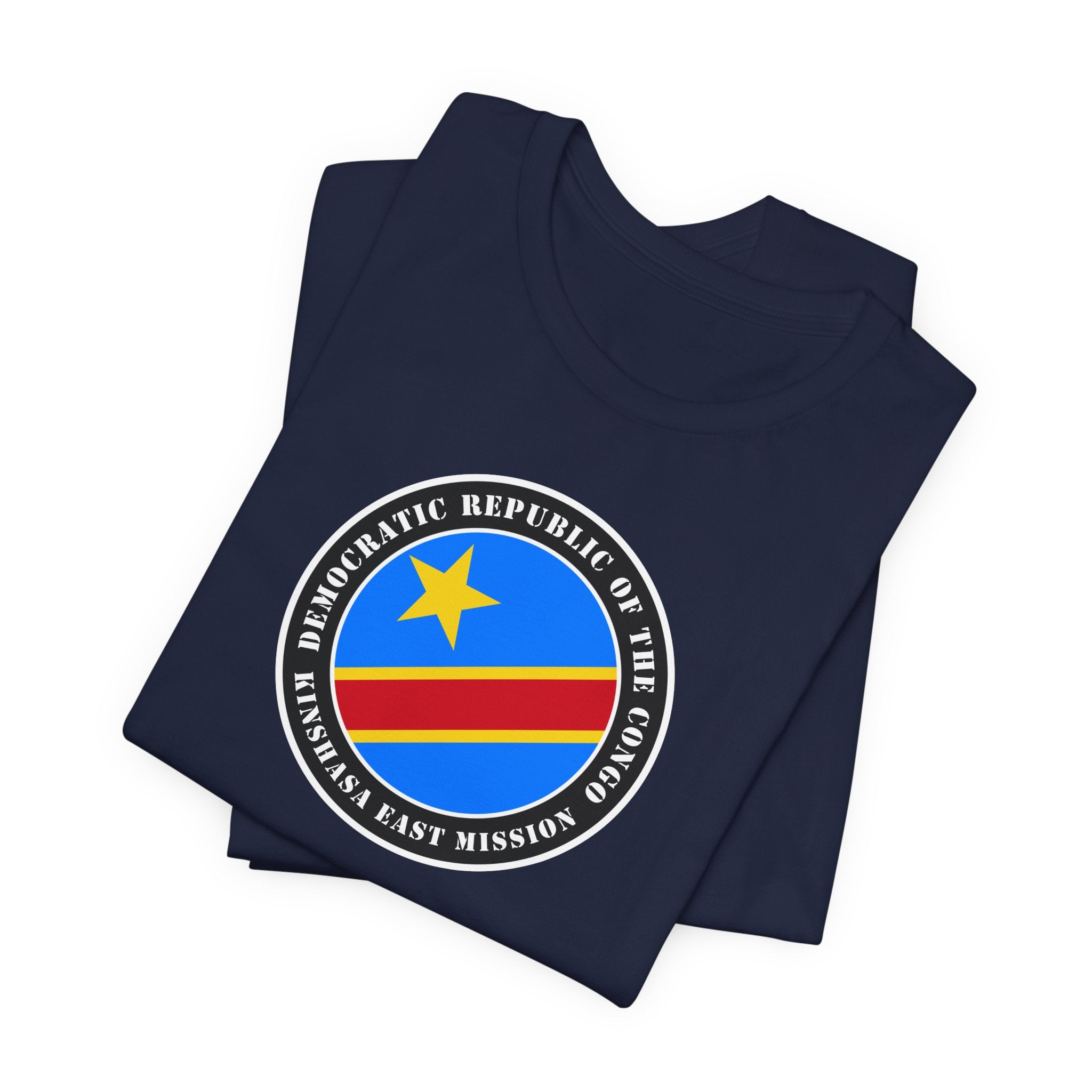 Democratic Republic of the Congo Kinshasa East Mission Flag Logo (Black Border) T-shirt - Mission Wishlist - LDS Missionary Gift Store