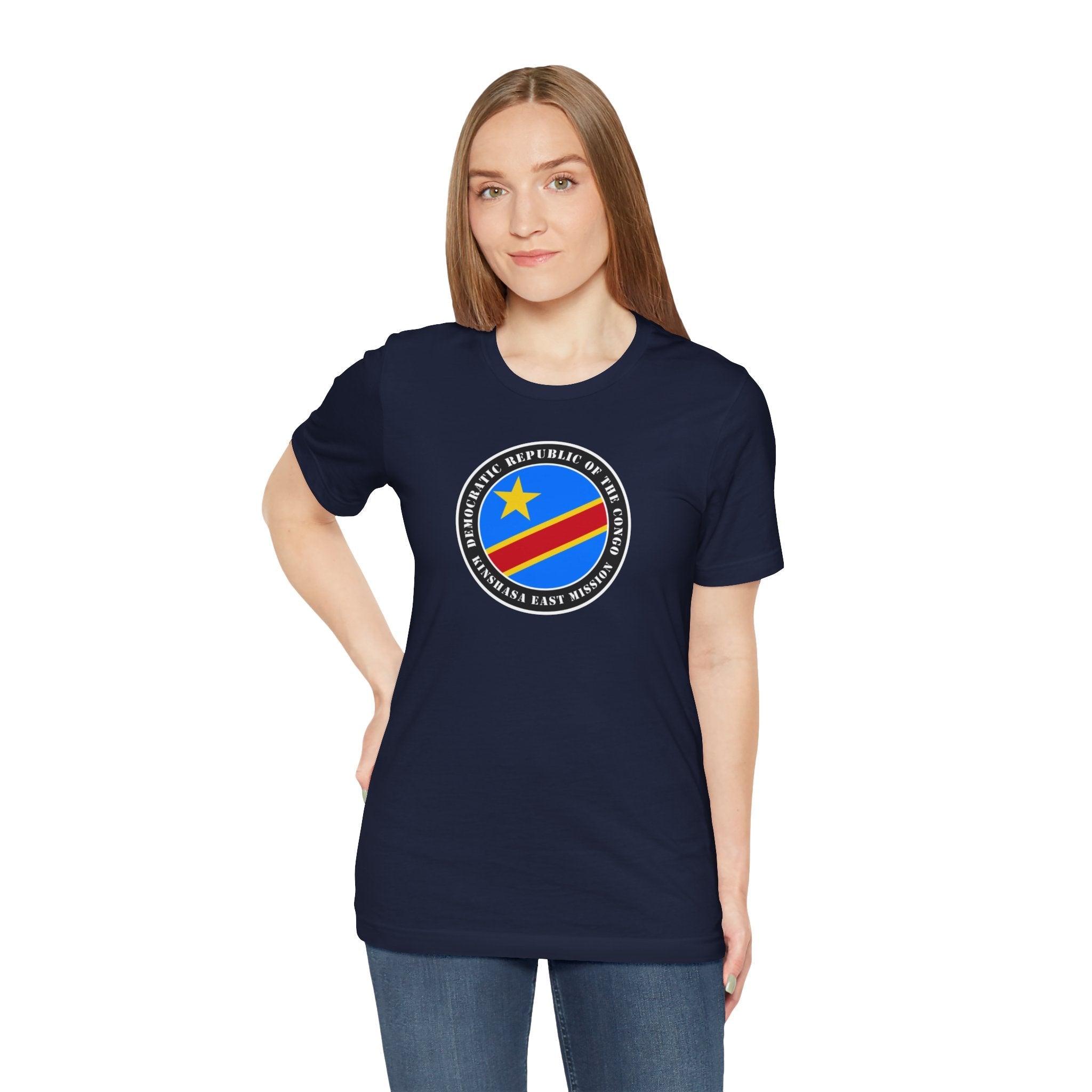 Democratic Republic of the Congo Kinshasa East Mission Flag Logo (Black Border) T-shirt - Mission Wishlist - LDS Missionary Gift Store