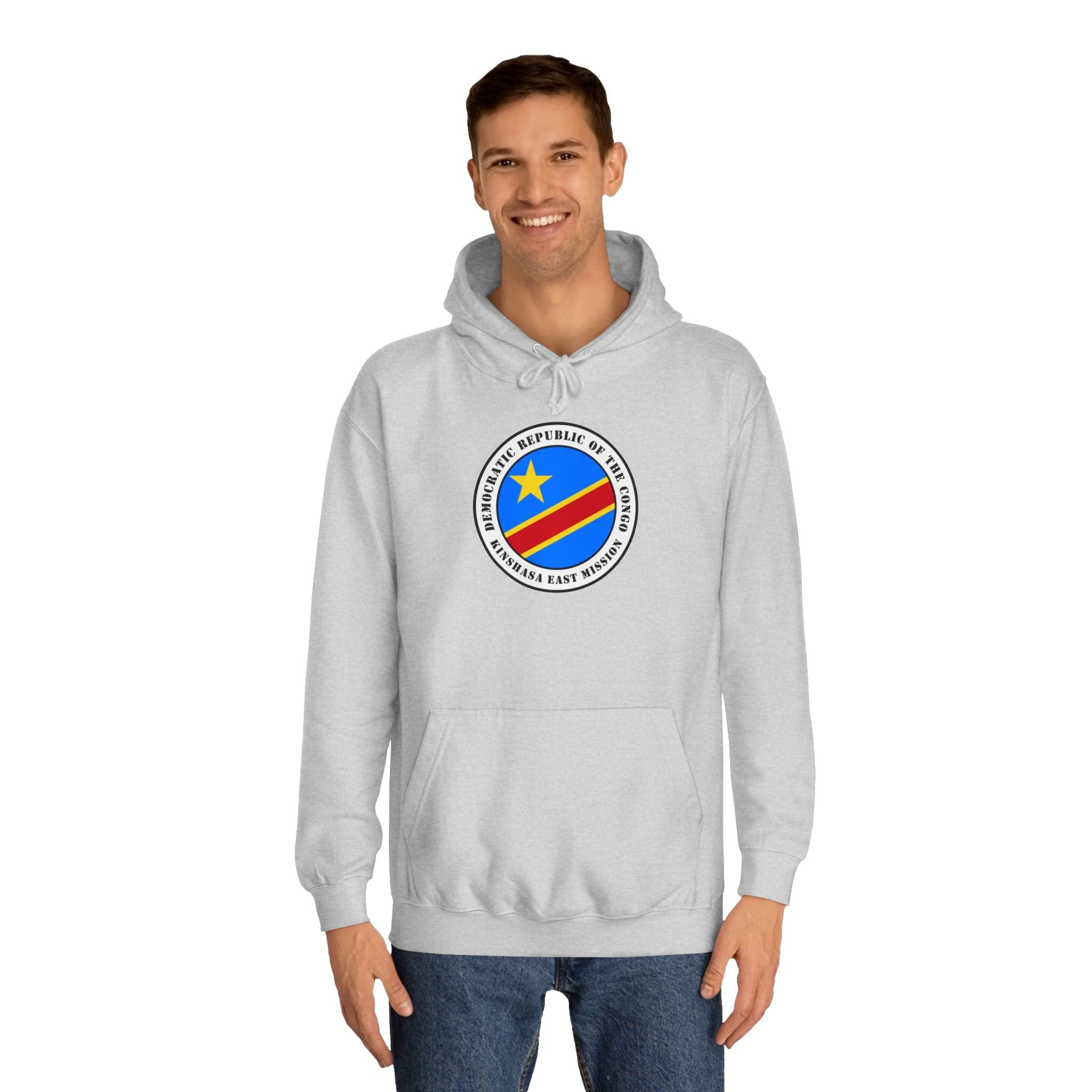 Democratic Republic of the Congo Kinshasa East Mission Flag Logo (White Border) College Hoodie - Mission Wishlist - LDS Missionary Gift Store