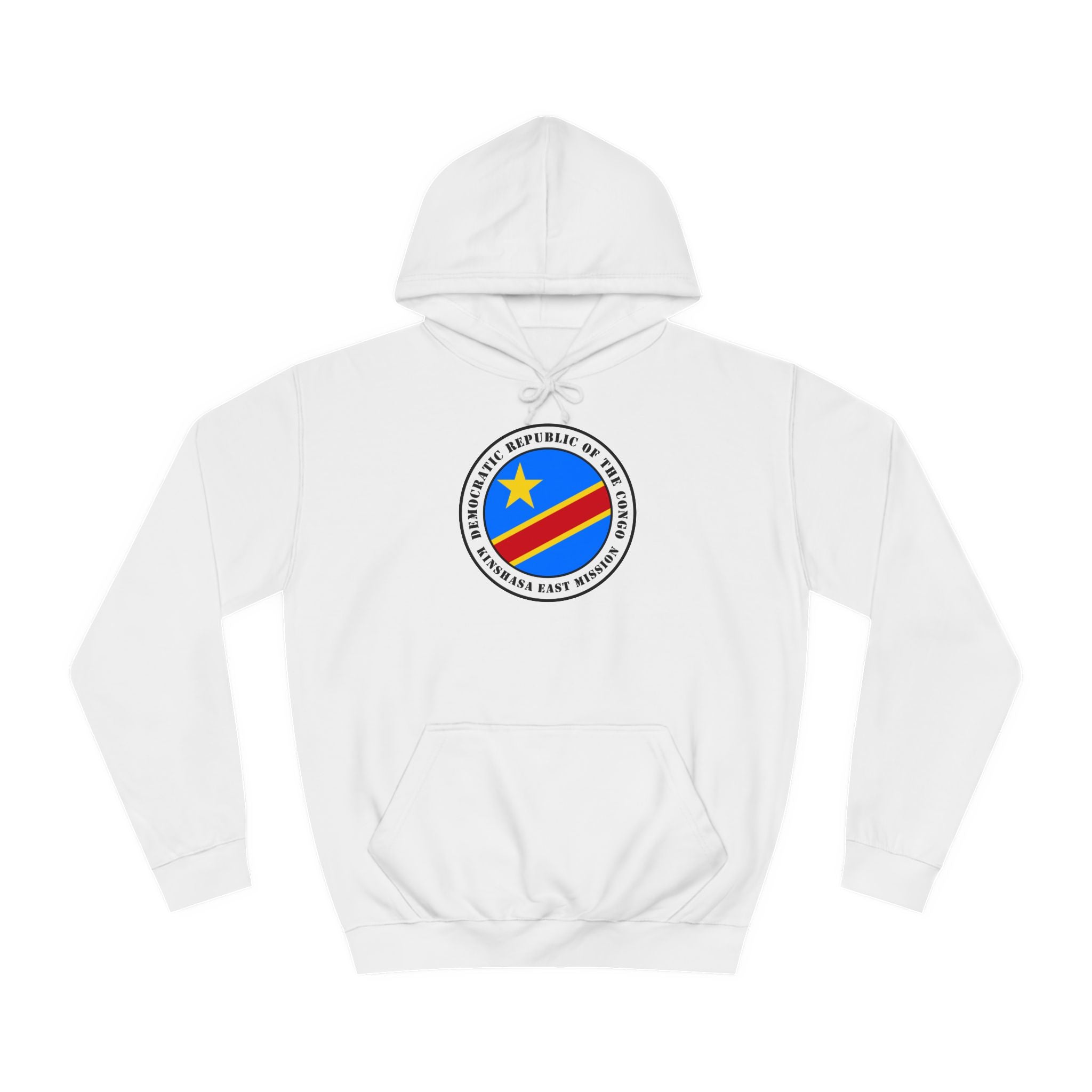 Democratic Republic of the Congo Kinshasa East Mission Flag Logo (White Border) College Hoodie - Mission Wishlist - LDS Missionary Gift Store