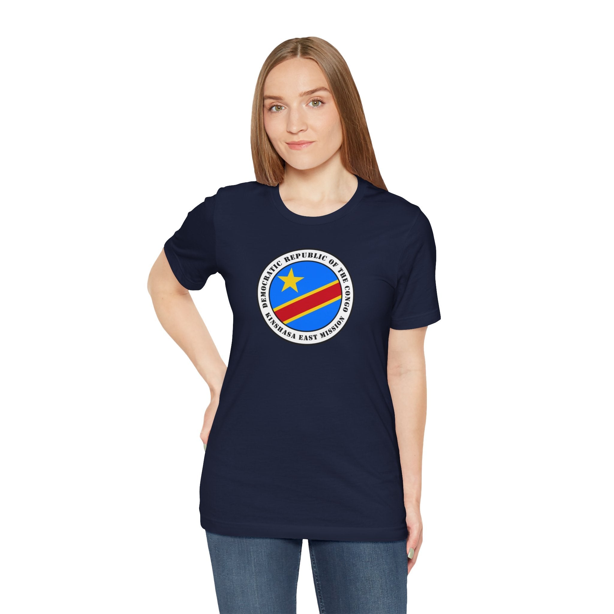Democratic Republic of the Congo Kinshasa East Mission Flag Logo (White Border) T-shirt - Mission Wishlist - LDS Missionary Gift Store