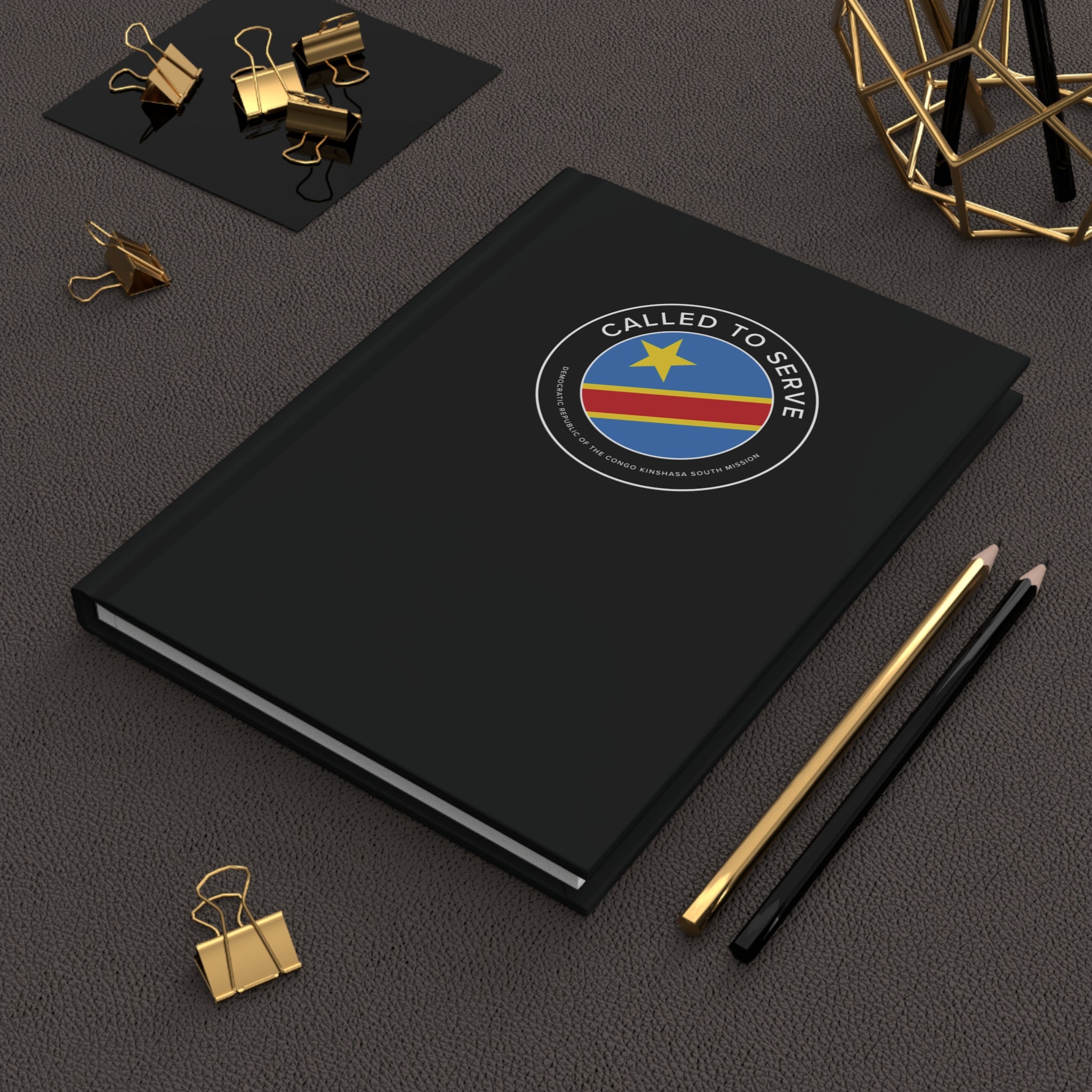 Democratic Republic of the Congo Kinshasa South Mission Circle Flag Called to Serve Black Hardcover Journal Matte - Mission Wishlist - LDS Missionary Gift Store