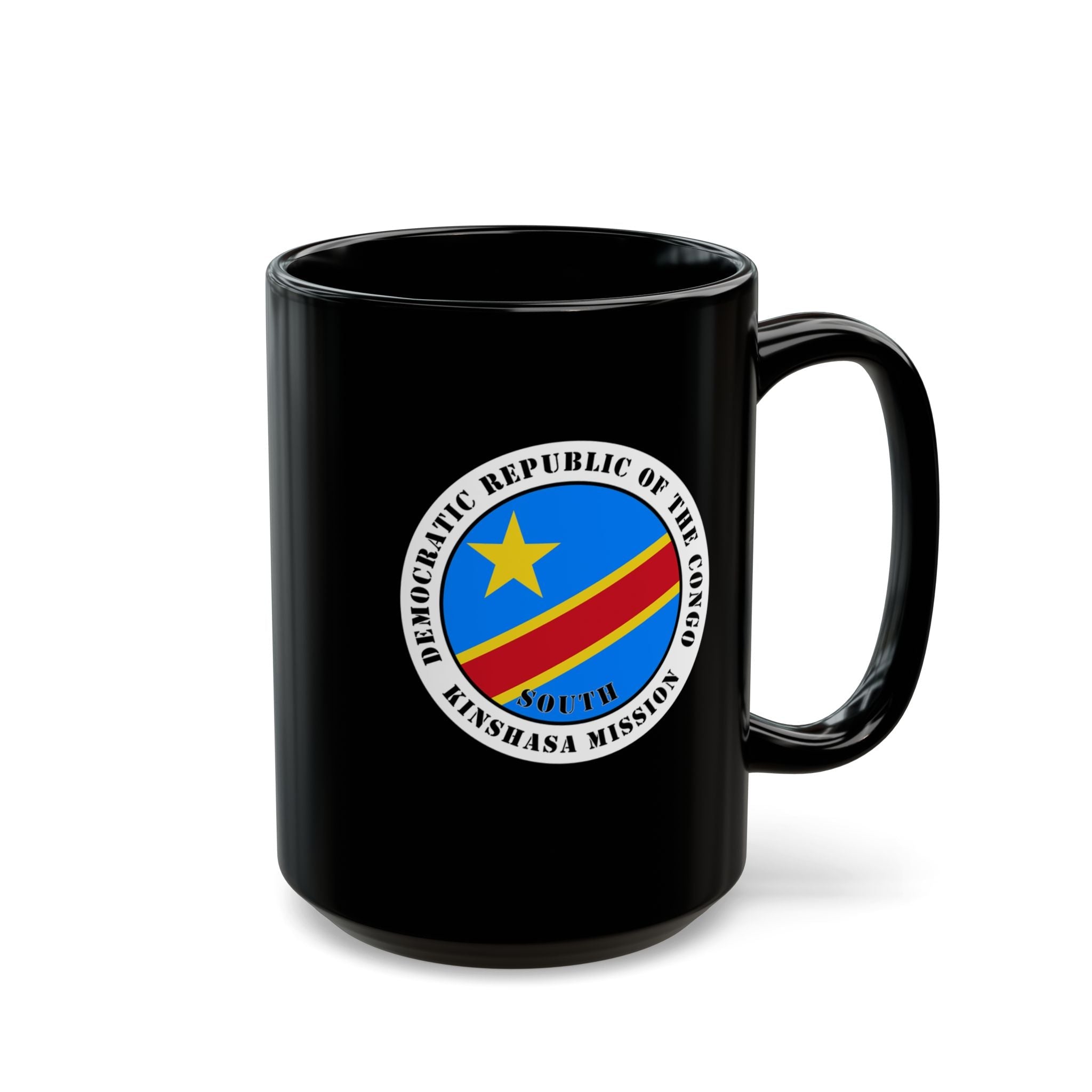 Democratic Republic of the Congo Kinshasa South Mission Circular Flag Black Ceramic Mug - Latter-Day Saint LDS Missionary Gift - Book of Mormon