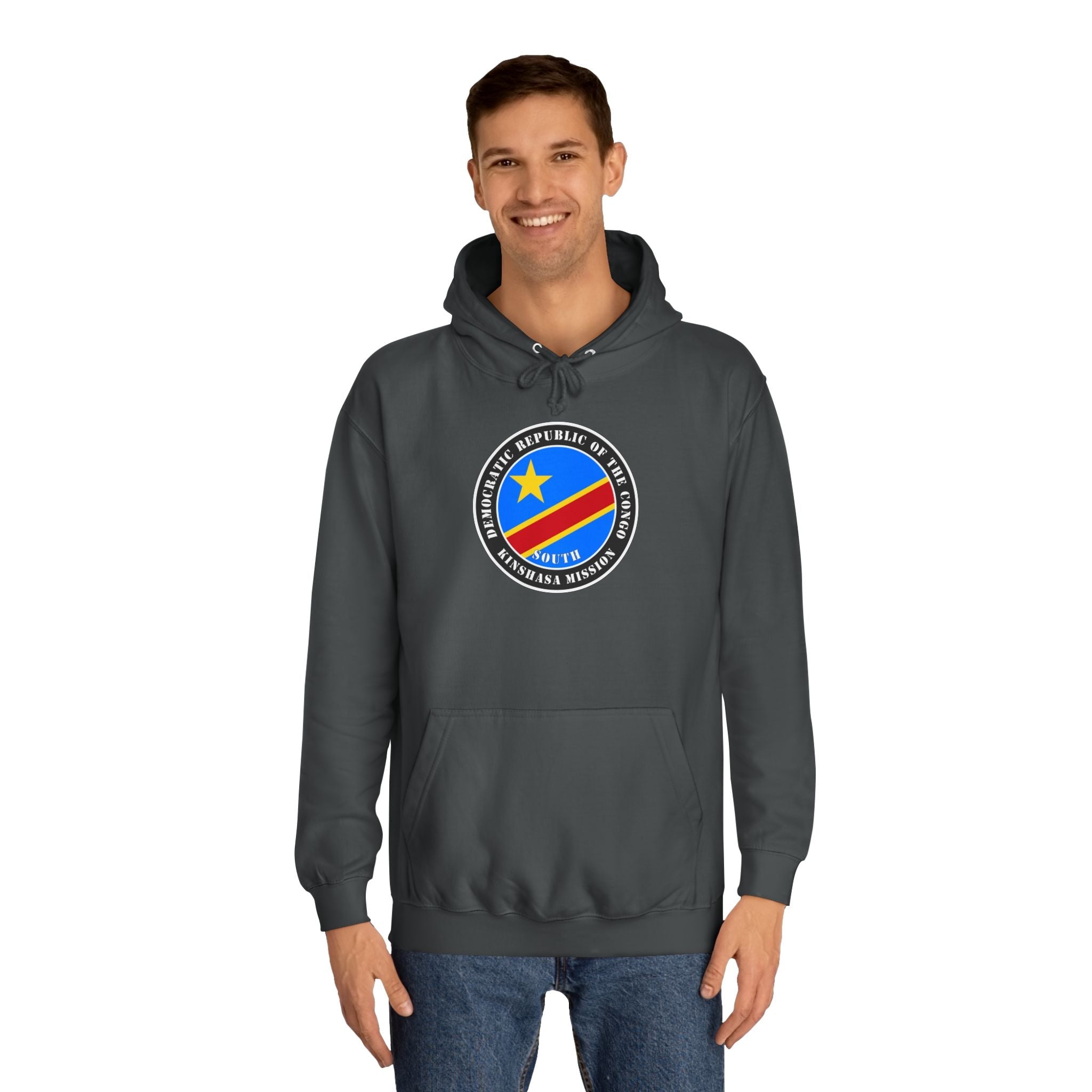 Democratic Republic of the Congo Kinshasa South Mission Flag Logo (Black Border) College Hoodie - Mission Wishlist - LDS Missionary Gift Store