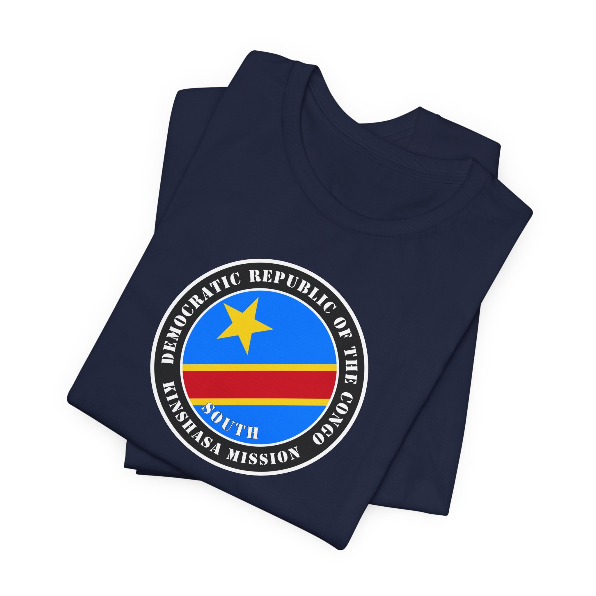 Democratic Republic of the Congo Kinshasa South Mission Flag Logo (Black Border) T-shirt - Mission Wishlist - LDS Missionary Gift Store