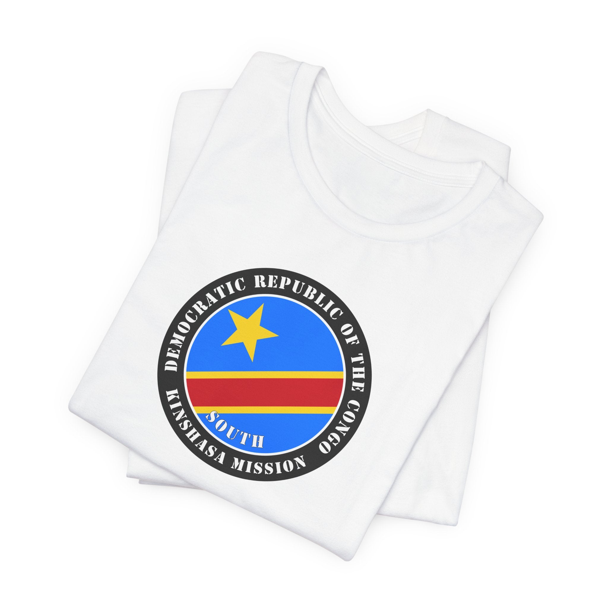 Democratic Republic of the Congo Kinshasa South Mission Flag Logo (Black Border) T-shirt - Mission Wishlist - LDS Missionary Gift Store