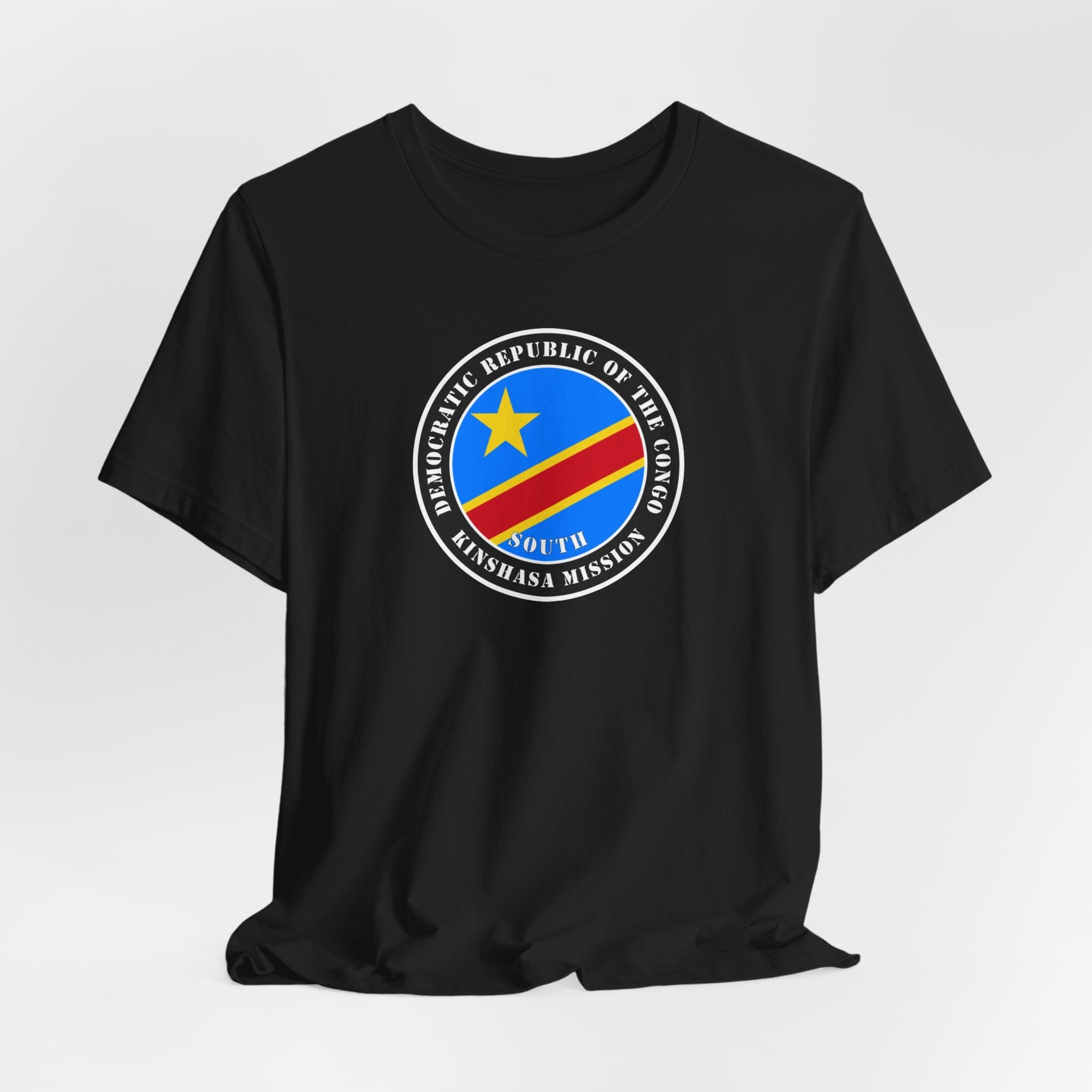 Democratic Republic of the Congo Kinshasa South Mission Flag Logo (Black Border) T-shirt - Mission Wishlist - LDS Missionary Gift Store