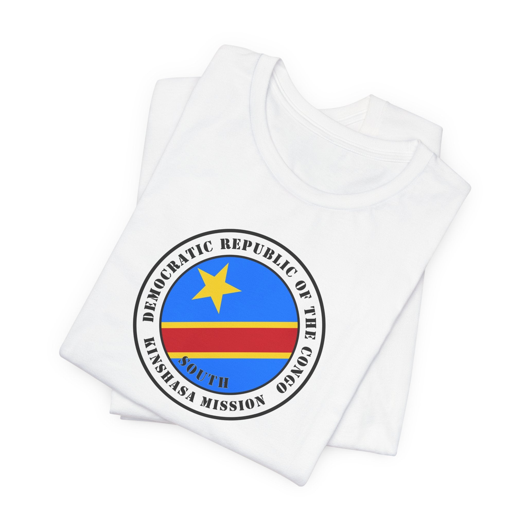 Democratic Republic of the Congo Kinshasa South Mission Flag Logo (White Border) T-shirt - Mission Wishlist - LDS Missionary Gift Store