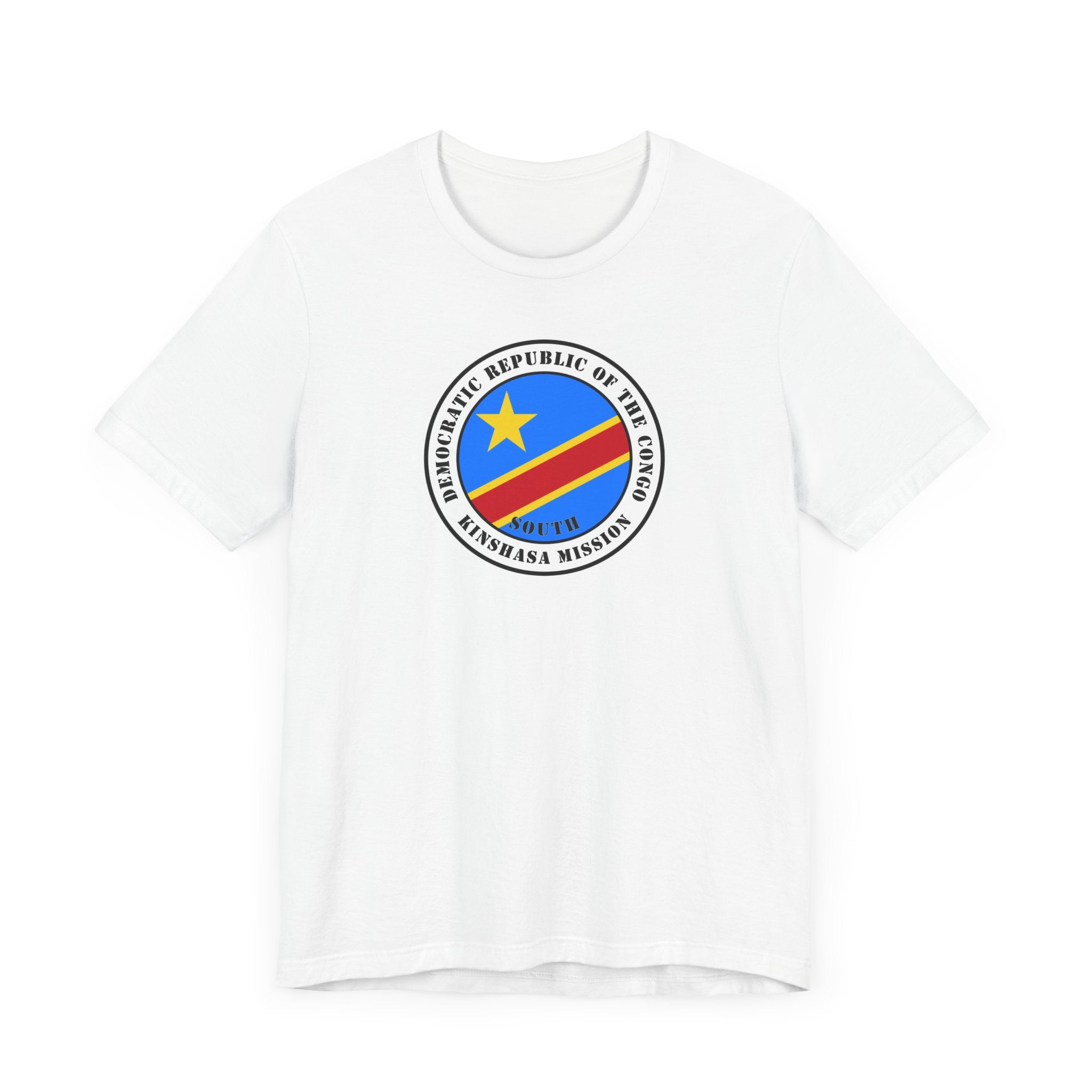Democratic Republic of the Congo Kinshasa South Mission Flag Logo (White Border) T-shirt - Mission Wishlist - LDS Missionary Gift Store