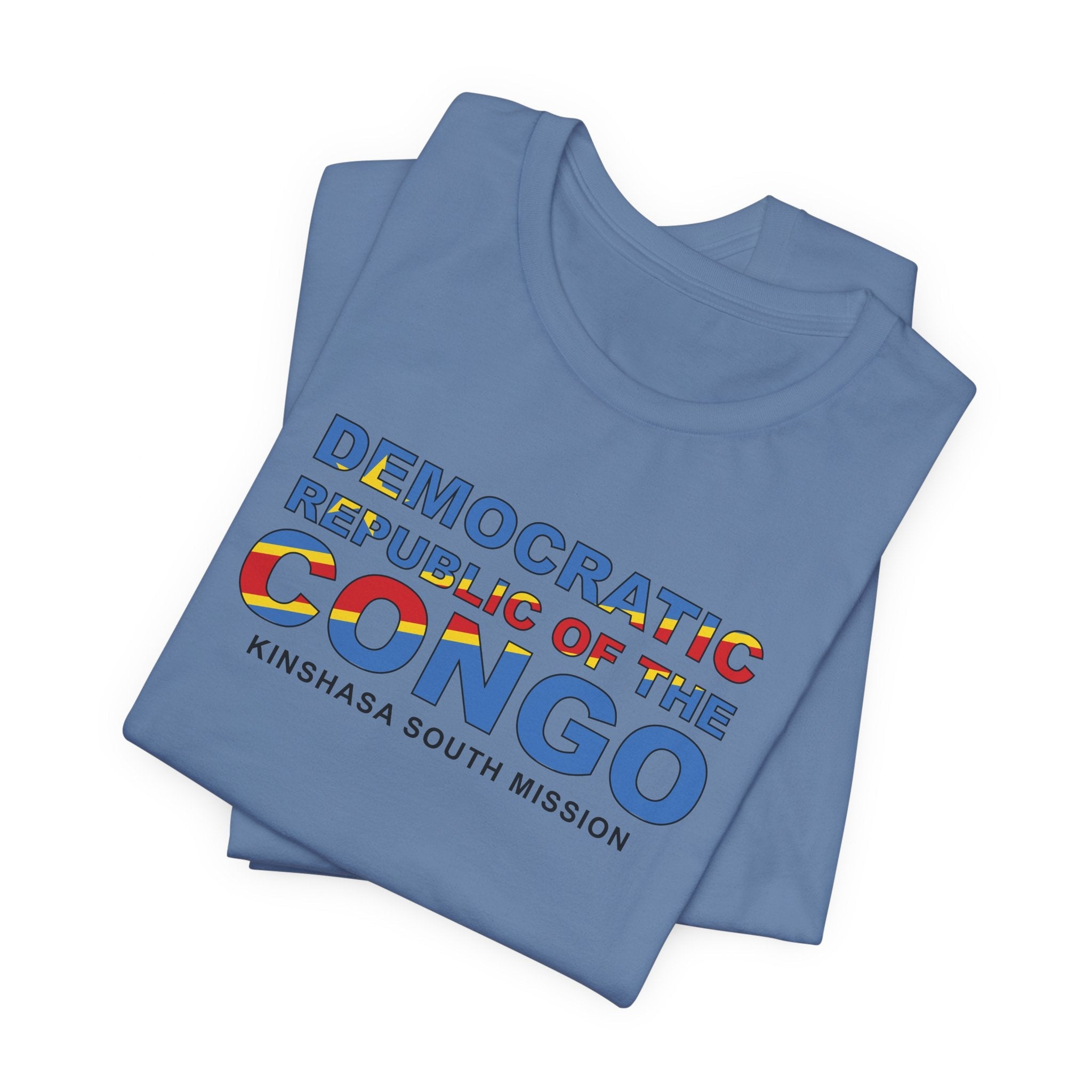Democratic Republic of the Congo Kinshasa South Mission Flag Title T-shirt - Mission Wishlist - LDS Missionary Gift Store