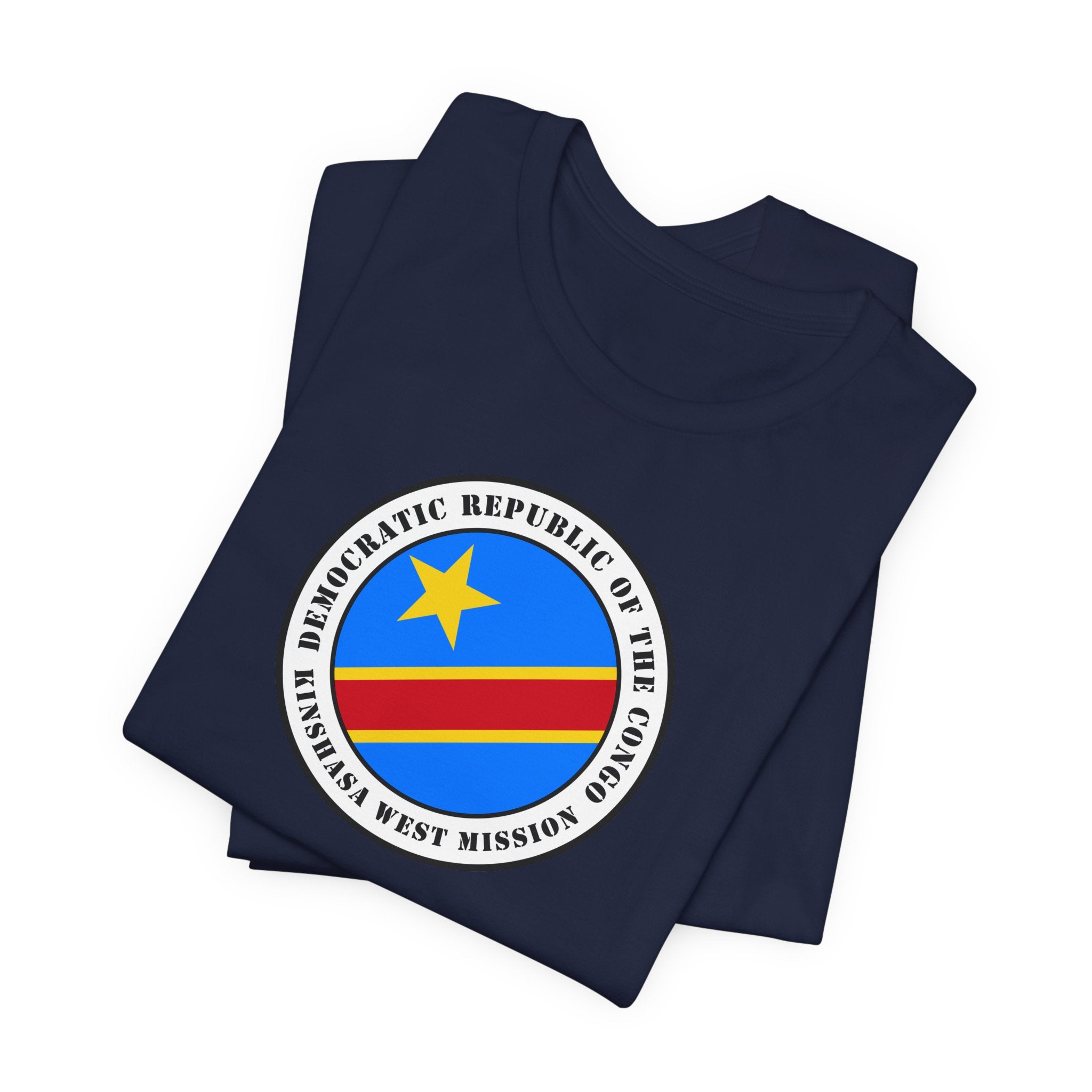 Democratic Republic of the Congo Kinshasa West Mission Flag Logo (White Border) T-shirt - Mission Wishlist - LDS Missionary Gift Store