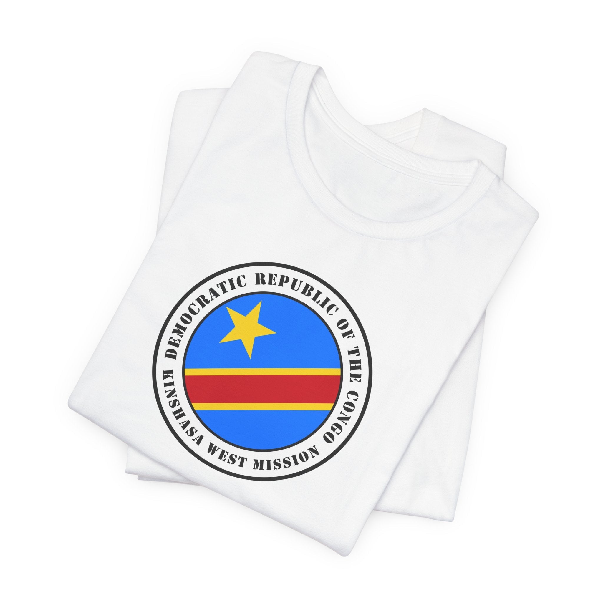 Democratic Republic of the Congo Kinshasa West Mission Flag Logo (White Border) T-shirt - Mission Wishlist - LDS Missionary Gift Store