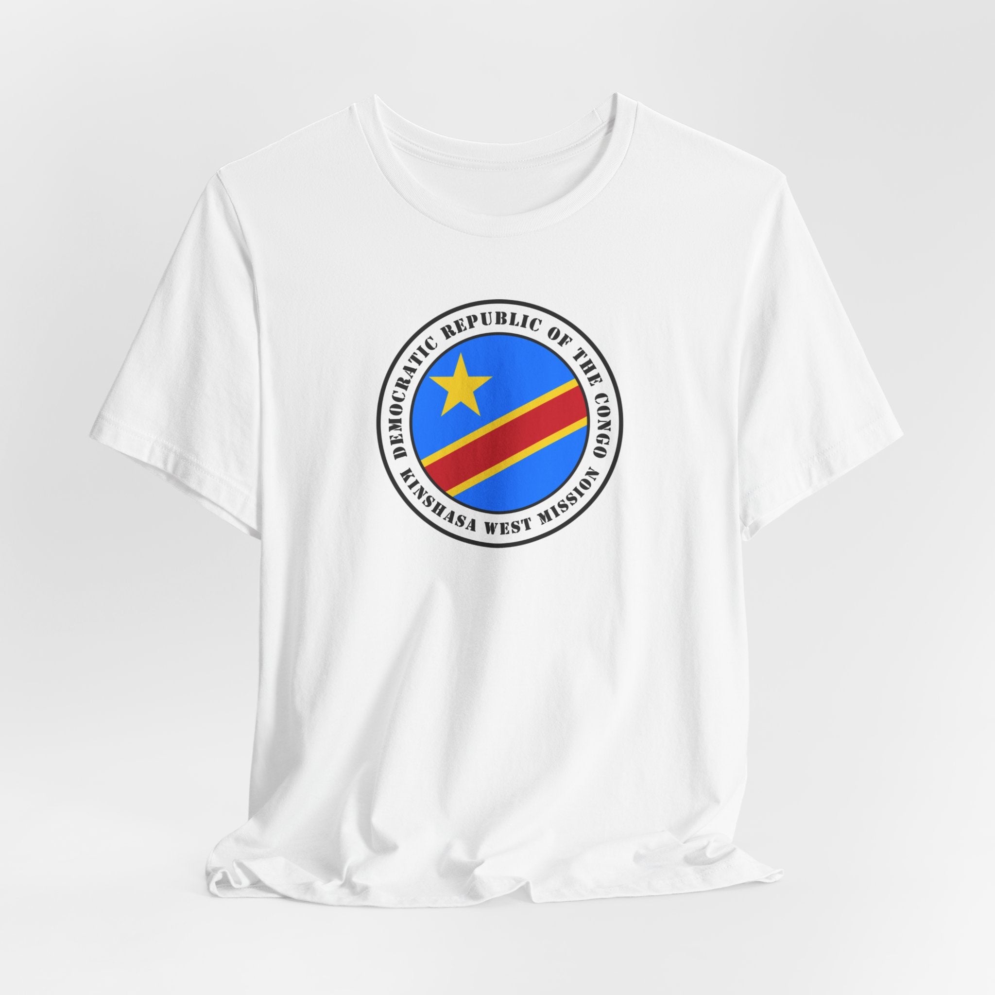 Democratic Republic of the Congo Kinshasa West Mission Flag Logo (White Border) T-shirt - Mission Wishlist - LDS Missionary Gift Store