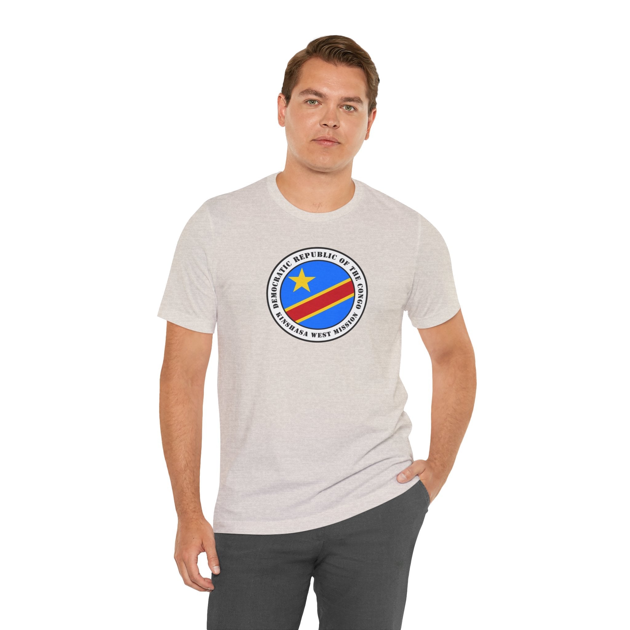 Democratic Republic of the Congo Kinshasa West Mission Flag Logo (White Border) T-shirt - Mission Wishlist - LDS Missionary Gift Store