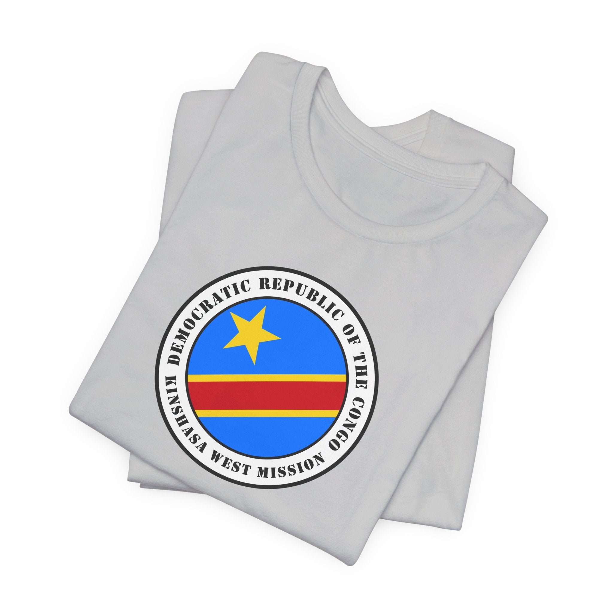 Democratic Republic of the Congo Kinshasa West Mission Flag Logo (White Border) T-shirt - Mission Wishlist - LDS Missionary Gift Store