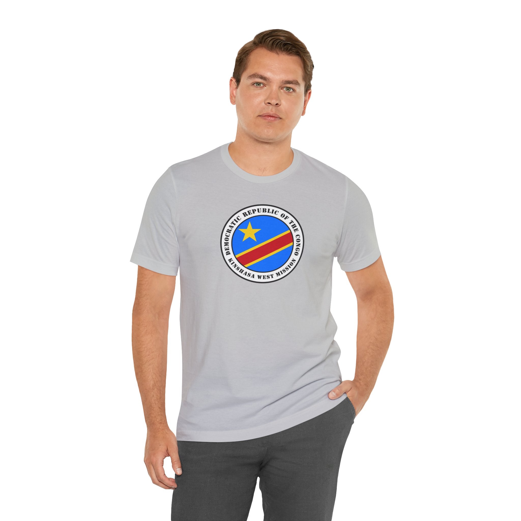 Democratic Republic of the Congo Kinshasa West Mission Flag Logo (White Border) T-shirt - Mission Wishlist - LDS Missionary Gift Store