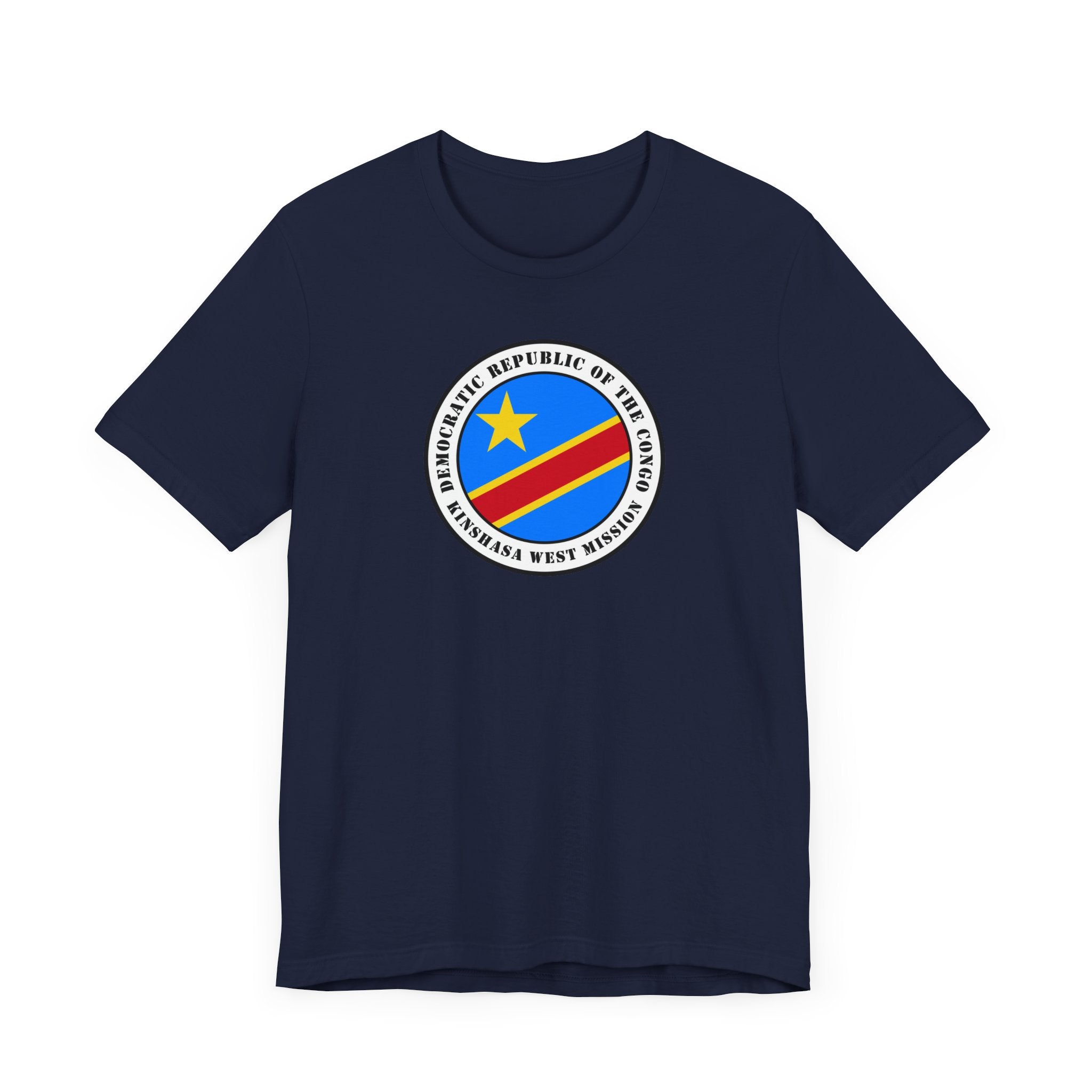Democratic Republic of the Congo Kinshasa West Mission Flag Logo (White Border) T-shirt - Mission Wishlist - LDS Missionary Gift Store