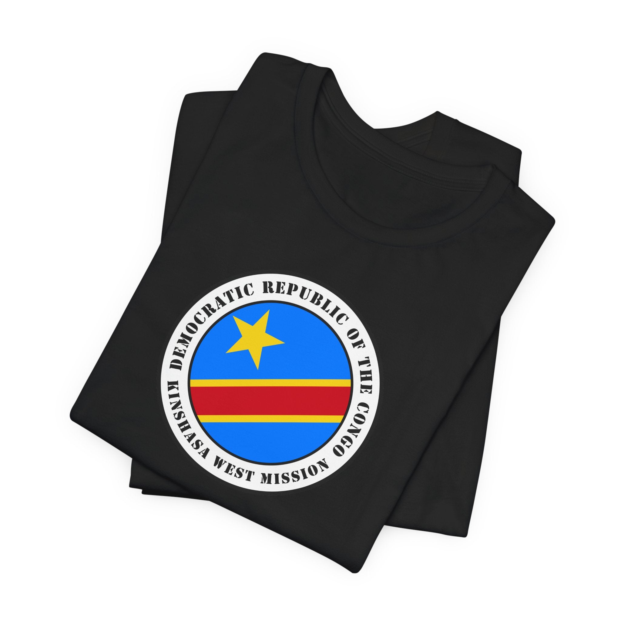 Democratic Republic of the Congo Kinshasa West Mission Flag Logo (White Border) T-shirt - Mission Wishlist - LDS Missionary Gift Store
