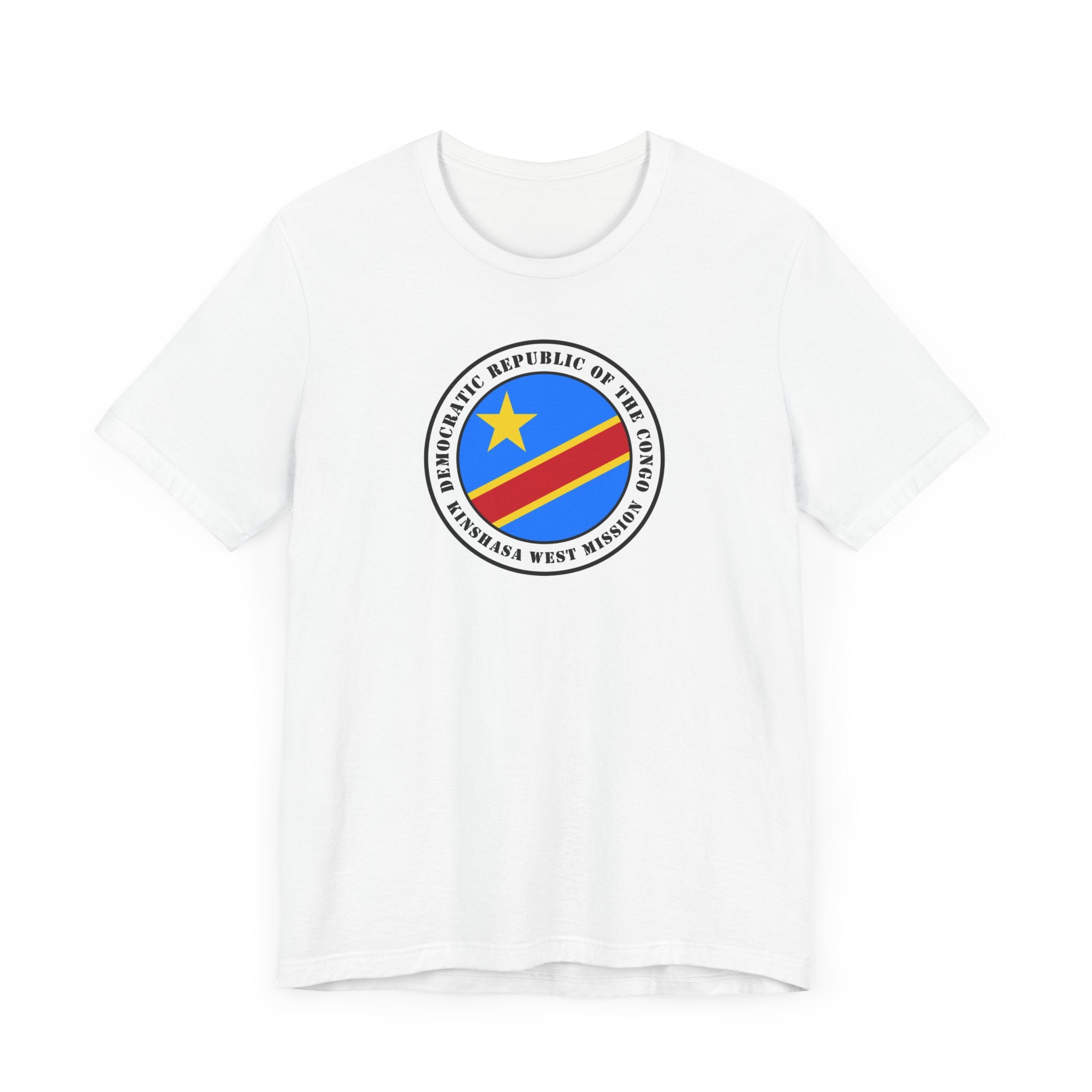 Democratic Republic of the Congo Kinshasa West Mission Flag Logo (White Border) T-shirt - Mission Wishlist - LDS Missionary Gift Store