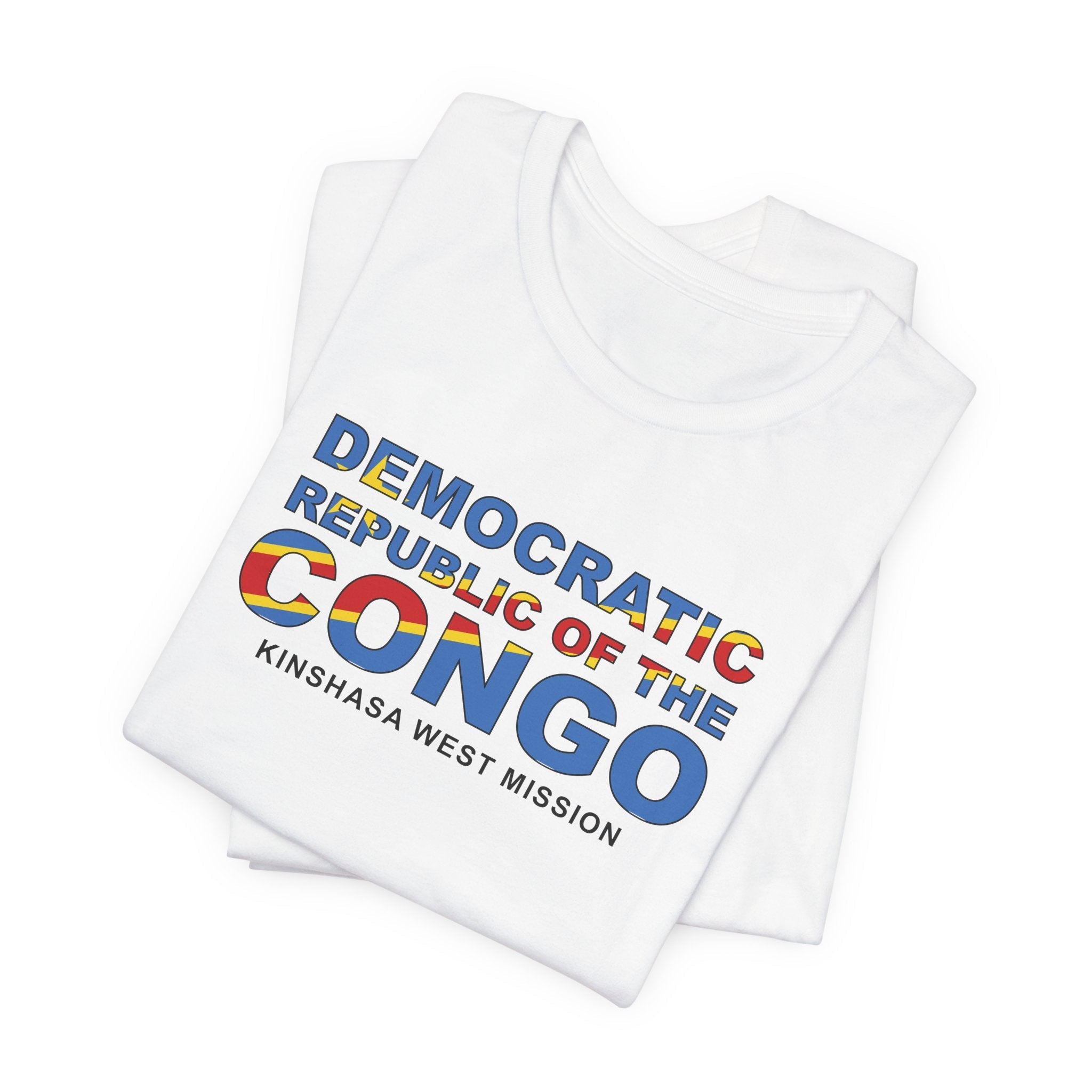 Democratic Republic of the Congo Kinshasa West Mission Flag Title T-shirt - Mission Wishlist - LDS Missionary Gift Store