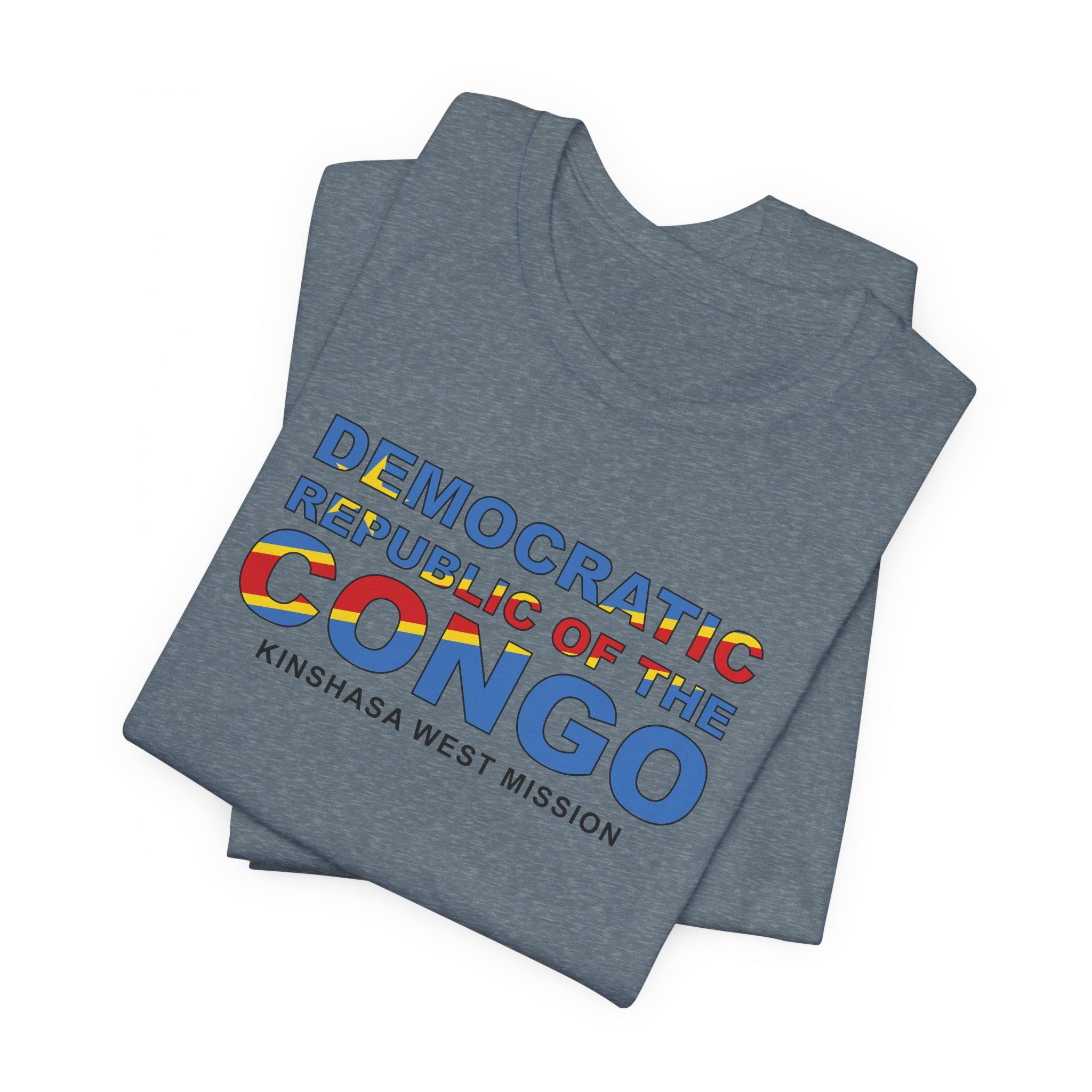 Democratic Republic of the Congo Kinshasa West Mission Flag Title T-shirt - Mission Wishlist - LDS Missionary Gift Store