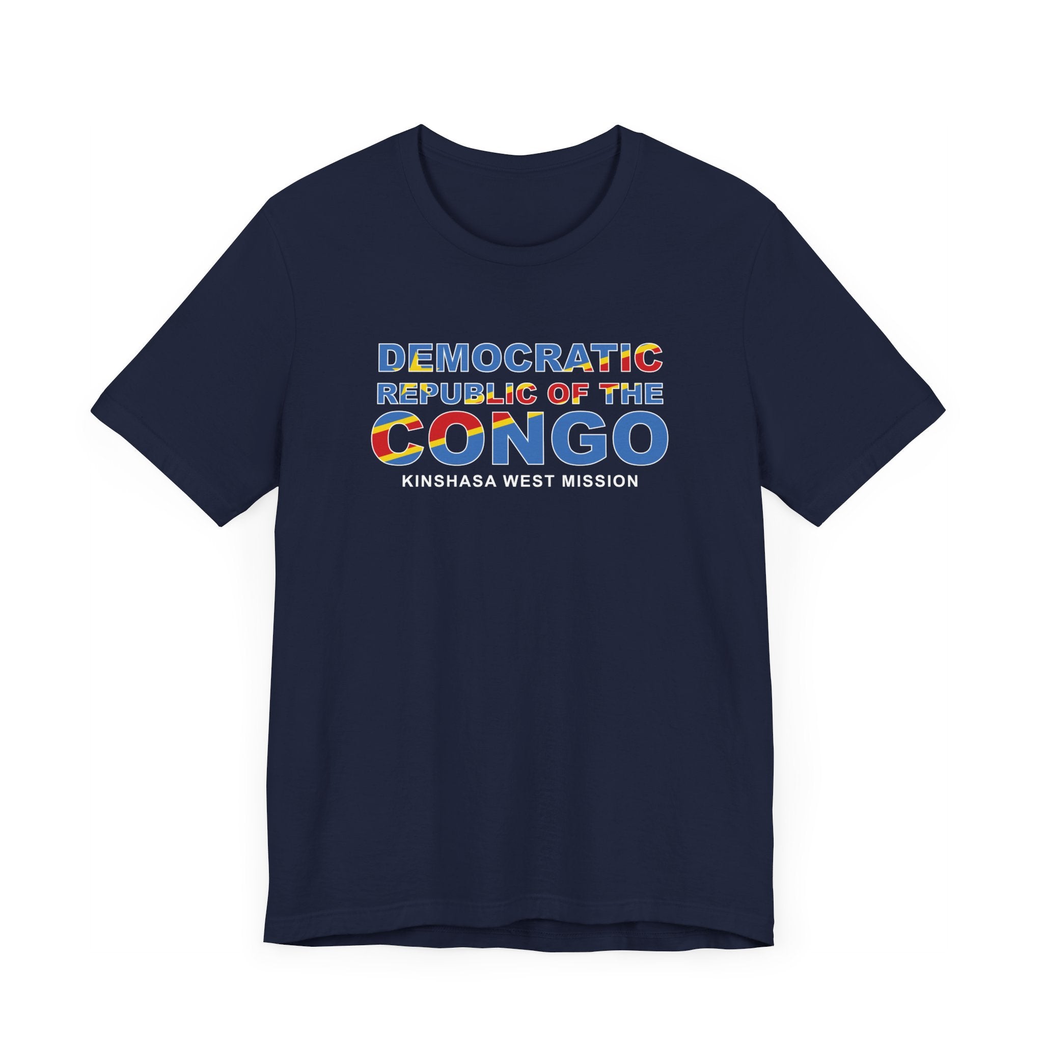 Democratic Republic of the Congo Kinshasa West Mission Flag Title T-shirt - Mission Wishlist - LDS Missionary Gift Store
