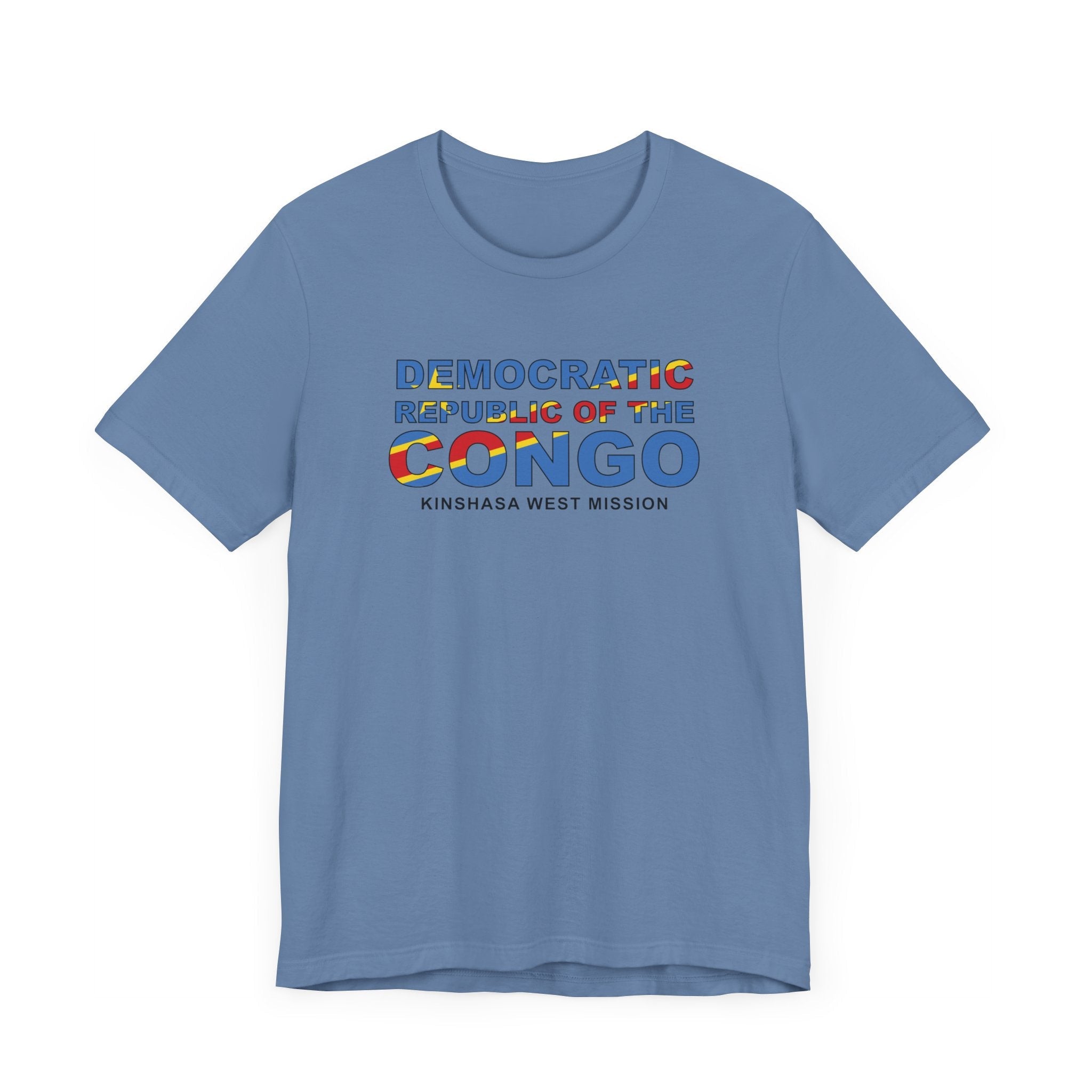 Democratic Republic of the Congo Kinshasa West Mission Flag Title T-shirt - Mission Wishlist - LDS Missionary Gift Store