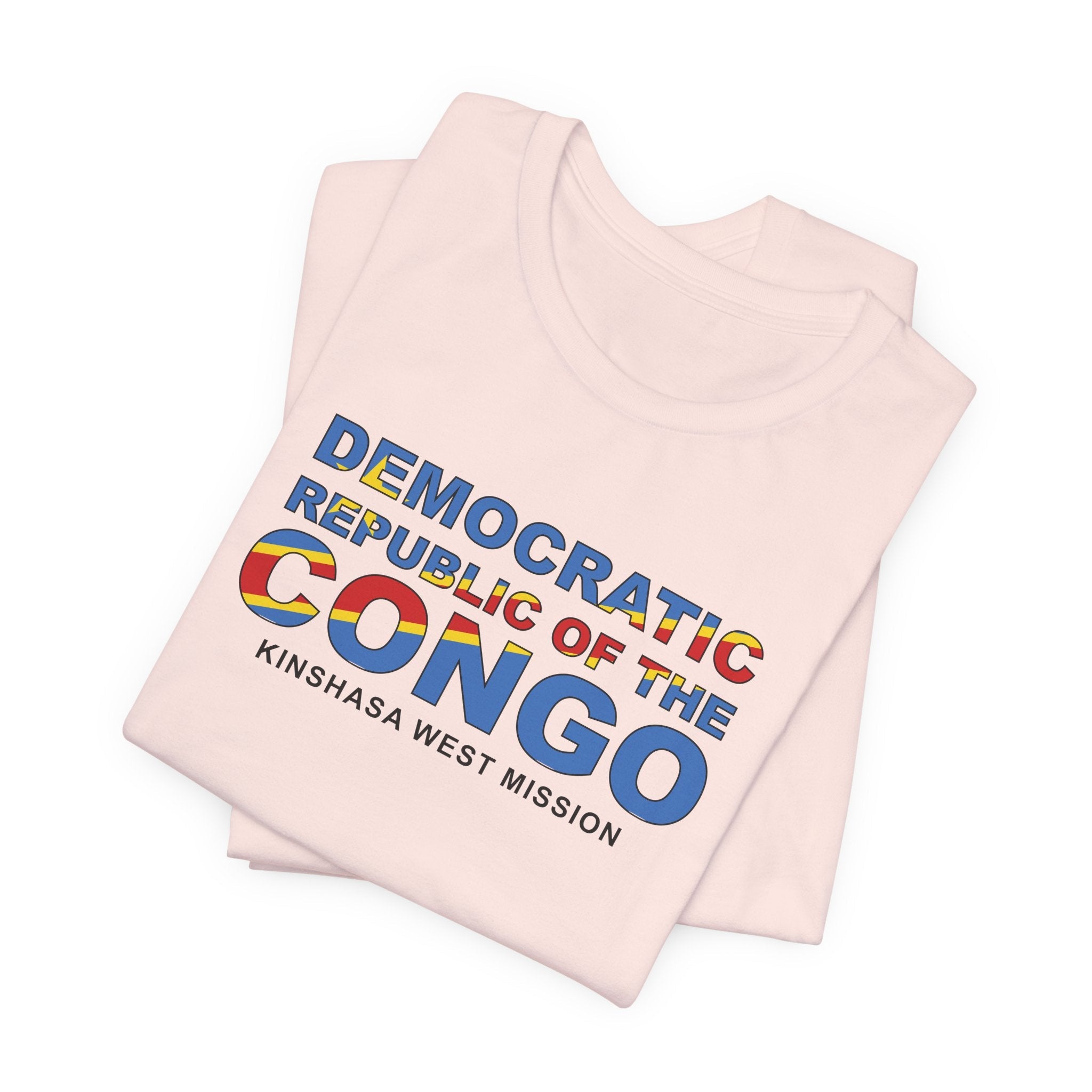 Democratic Republic of the Congo Kinshasa West Mission Flag Title T-shirt - Mission Wishlist - LDS Missionary Gift Store