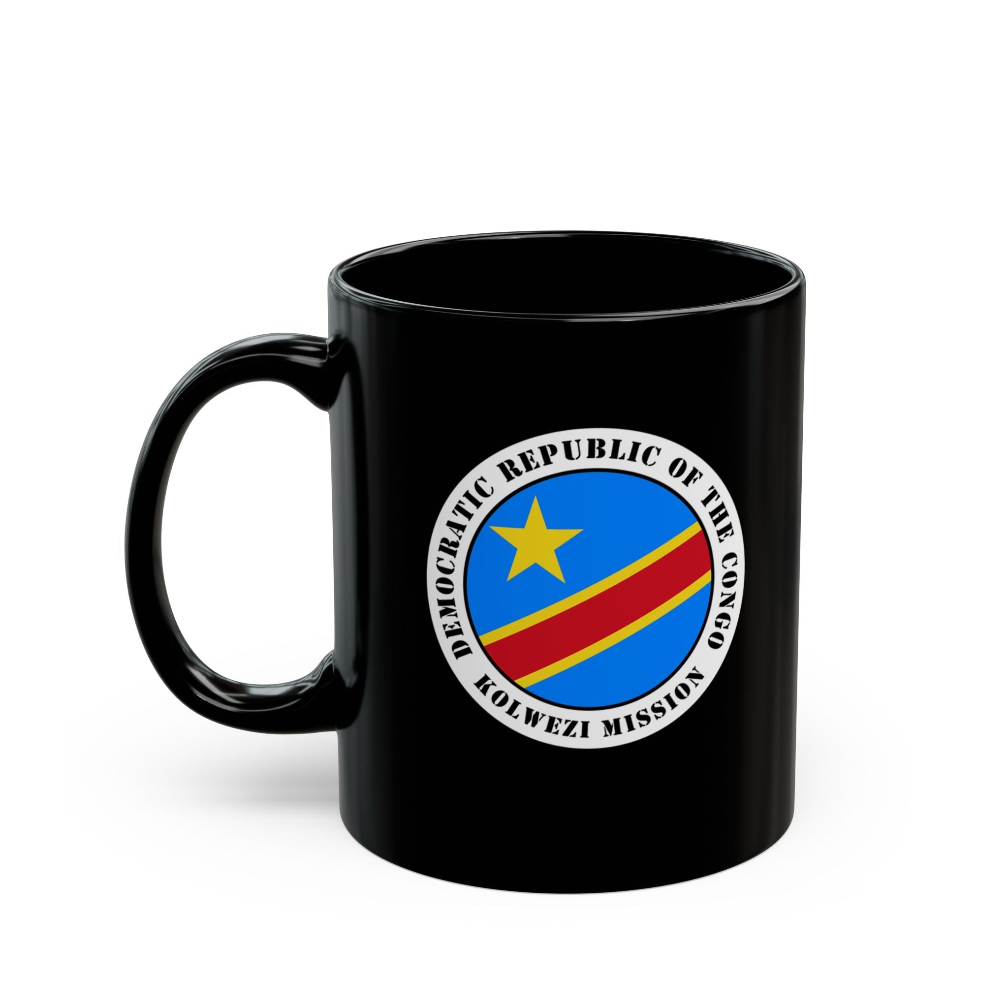Democratic Republic of the Congo Kolwezi Mission Circular Flag Black Ceramic Mug - Mission Wishlist - LDS Missionary Gift Store