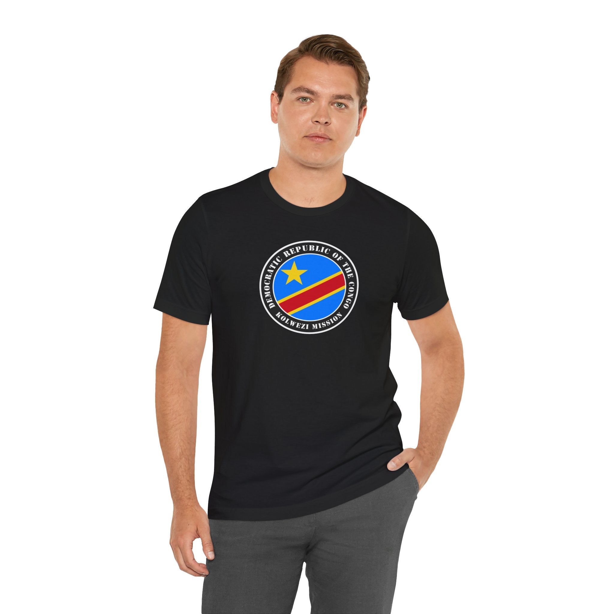 Democratic Republic of the Congo Kolwezi Mission Flag Logo (Black Border) T-shirt - Mission Wishlist - LDS Missionary Gift Store
