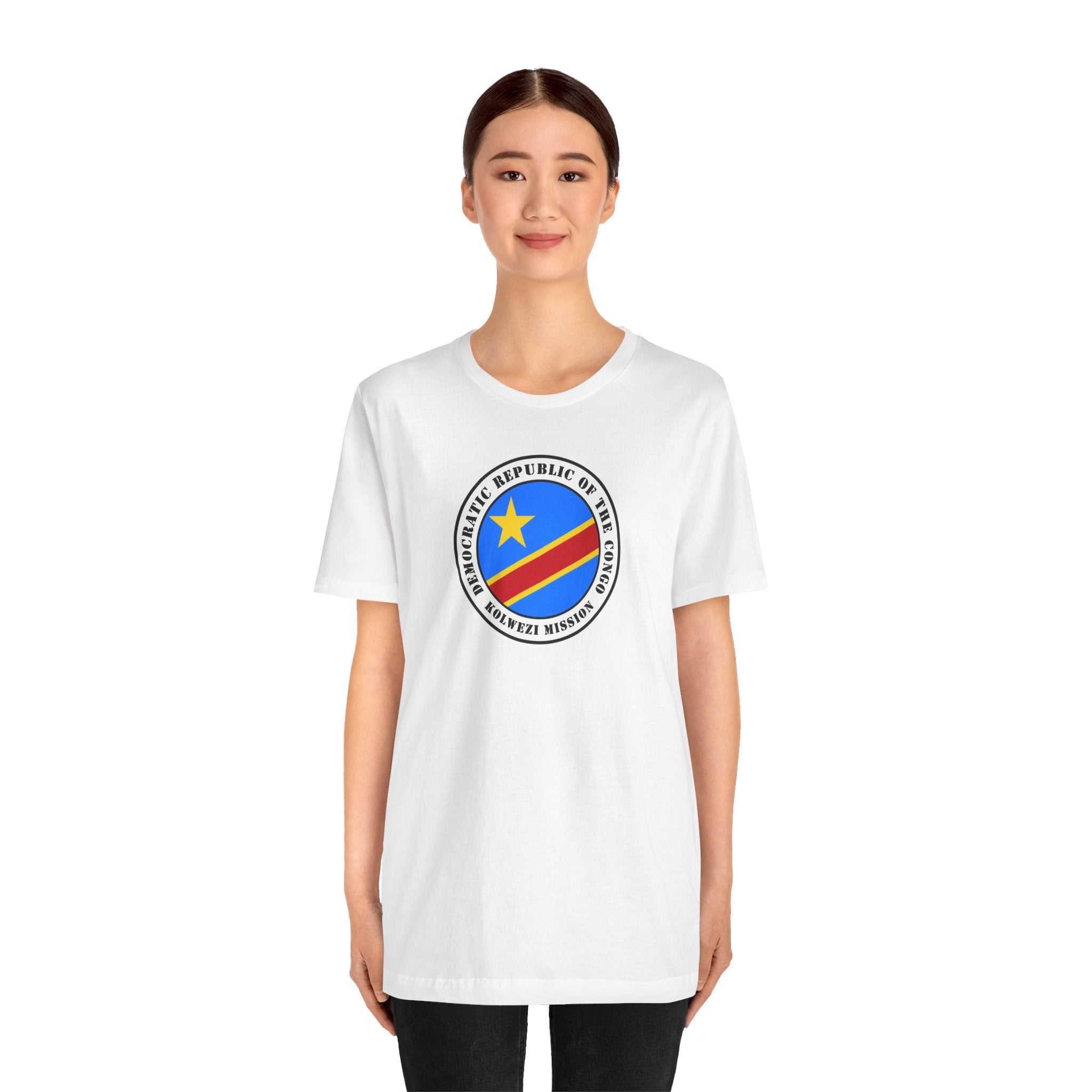 Democratic Republic of the Congo Kolwezi Mission Flag Logo (White Border) T-shirt - Mission Wishlist - LDS Missionary Gift Store