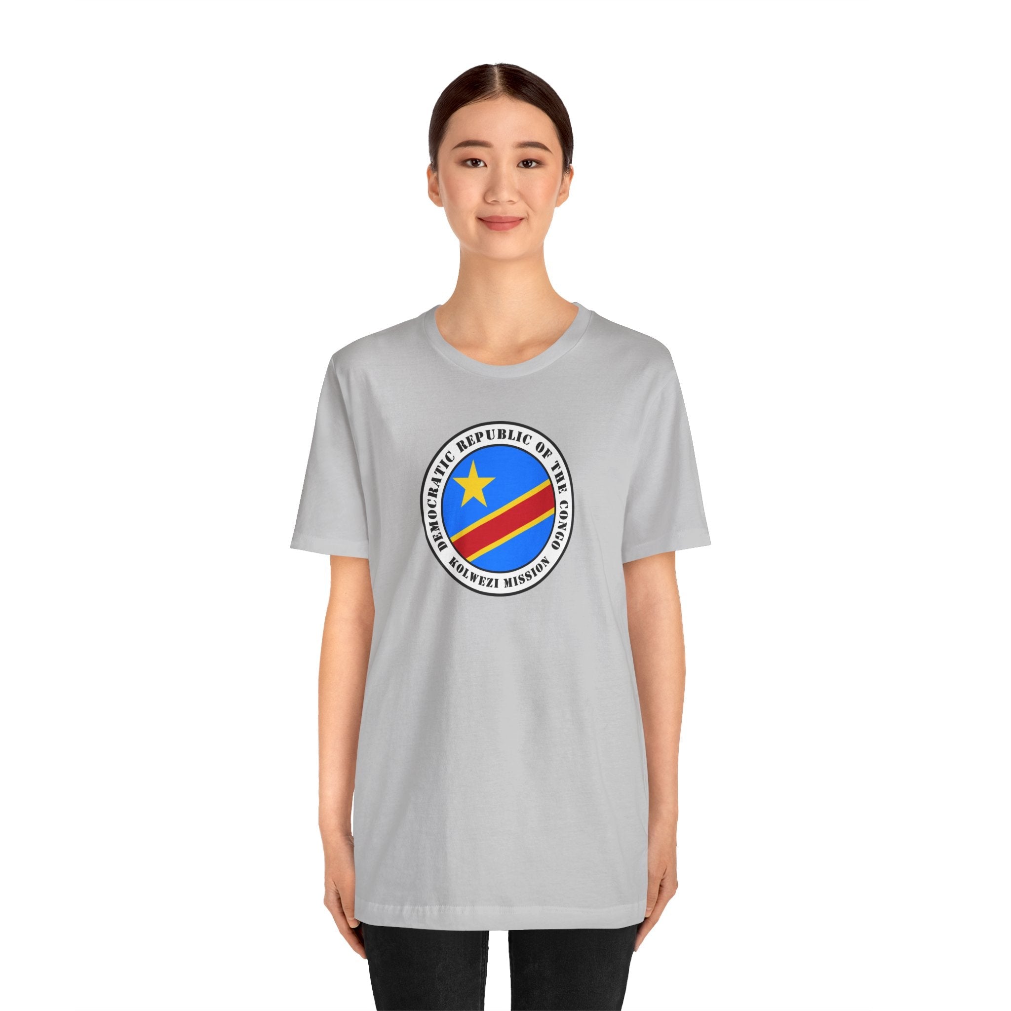 Democratic Republic of the Congo Kolwezi Mission Flag Logo (White Border) T-shirt - Mission Wishlist - LDS Missionary Gift Store