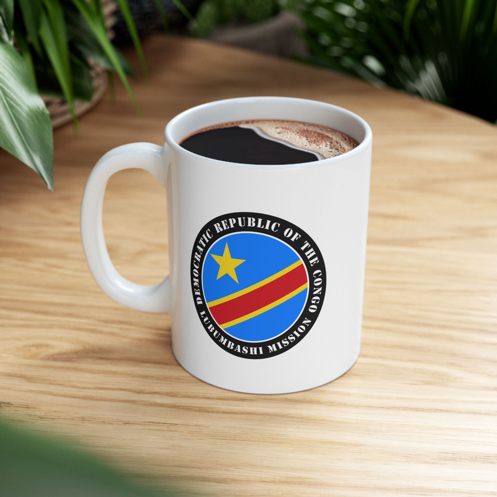 Democratic Republic of the Congo Lubumbashi Mission Circular Flag White Ceramic Mug - Latter-Day Saint LDS Missionary Gift - Book of Mormon