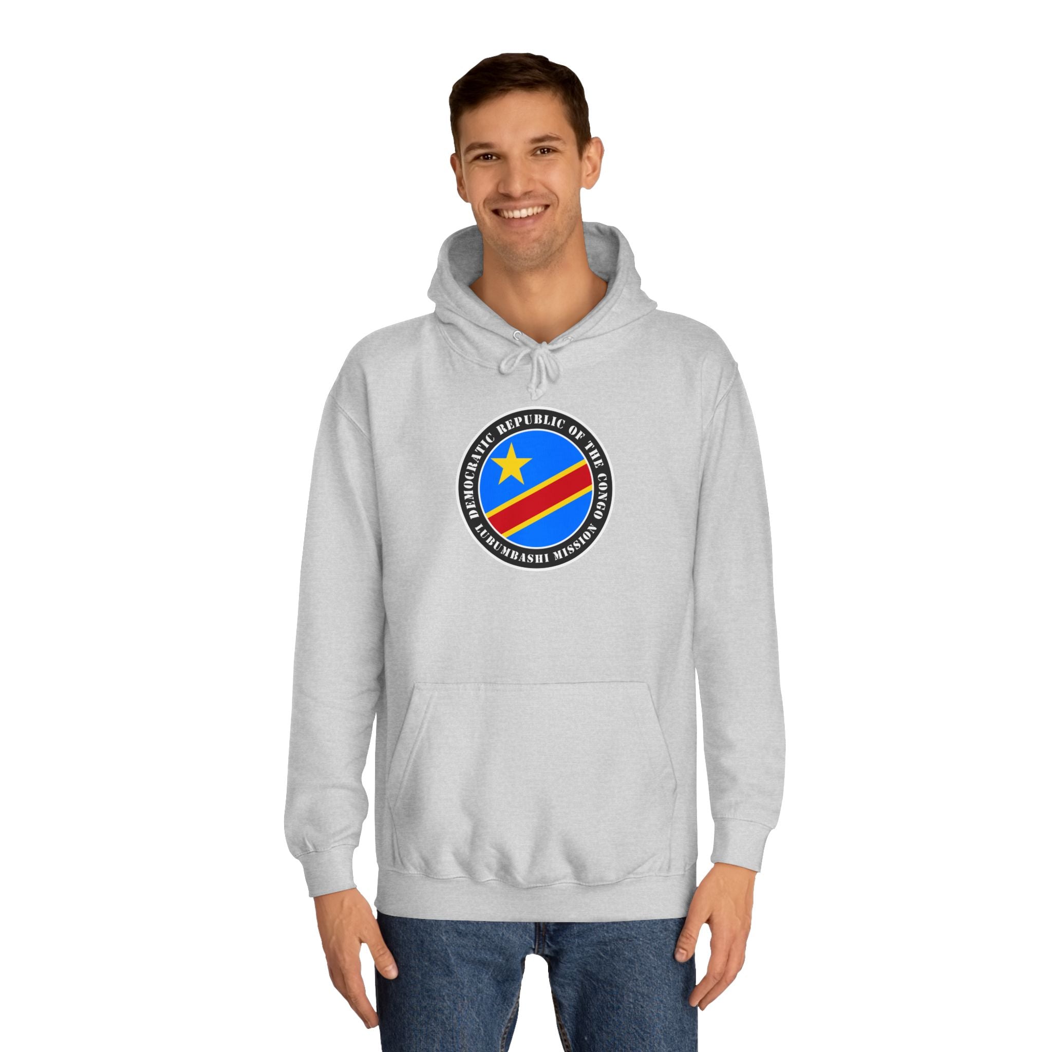 Democratic Republic of the Congo Lubumbashi Mission Flag Logo (Black Border) College Hoodie - Mission Wishlist - LDS Missionary Gift Store