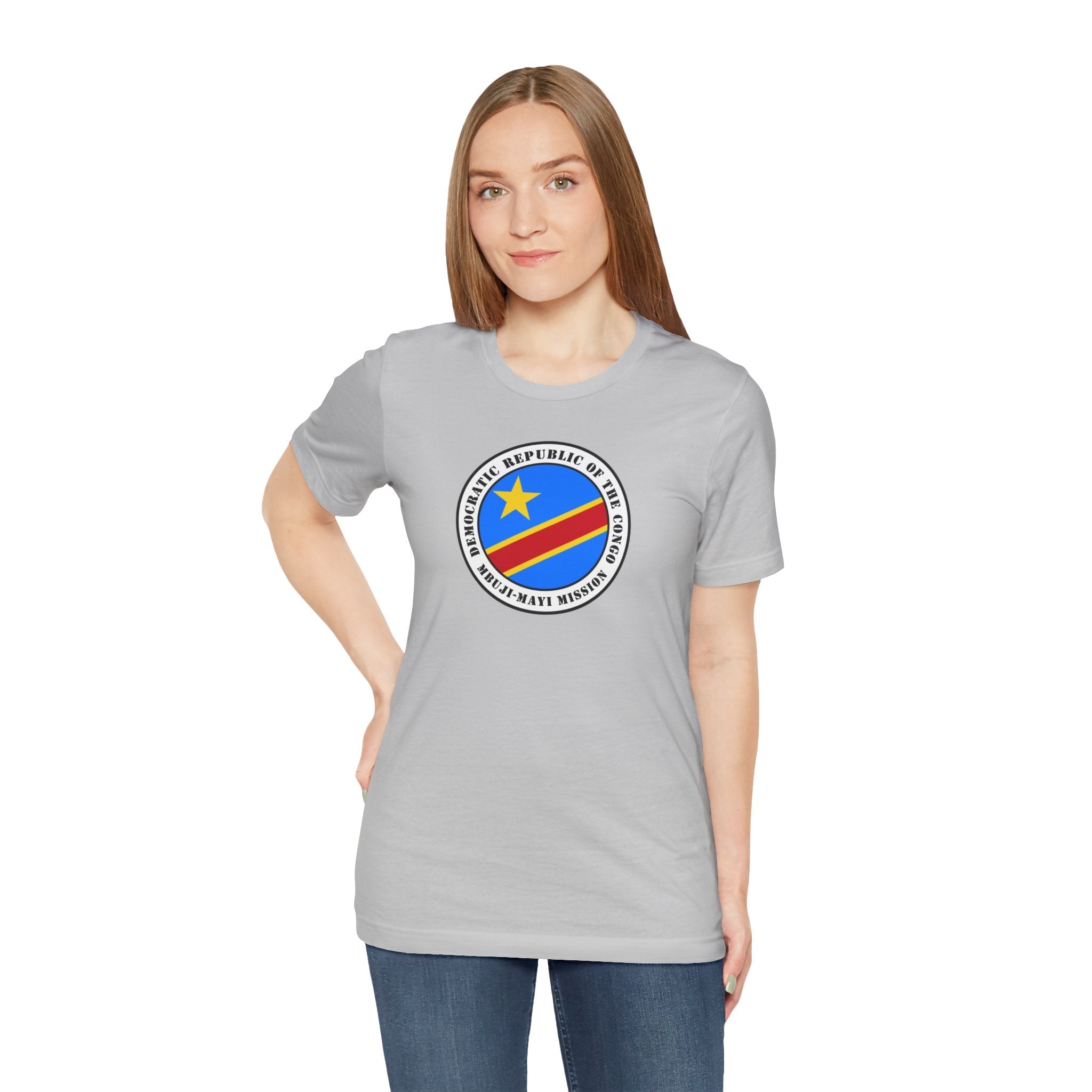 Democratic Republic of the Congo Mbuji-Mayi Mission Flag Logo (White Border) T-shirt - Mission Wishlist - LDS Missionary Gift Store