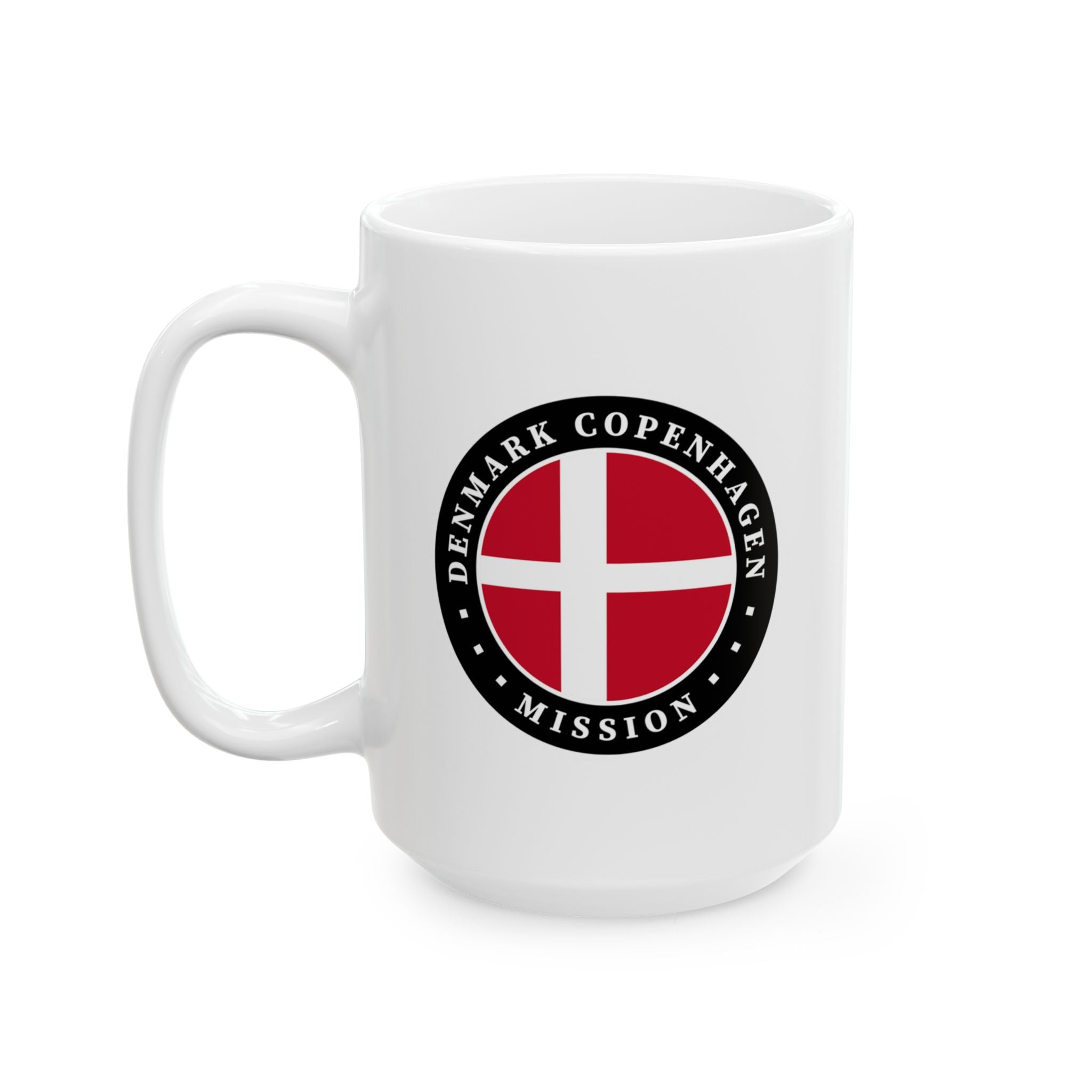 Denmark Copenhagen Mission Circular Flag White Ceramic Mug - Latter-Day Saint LDS Missionary Gift - Book of Mormon