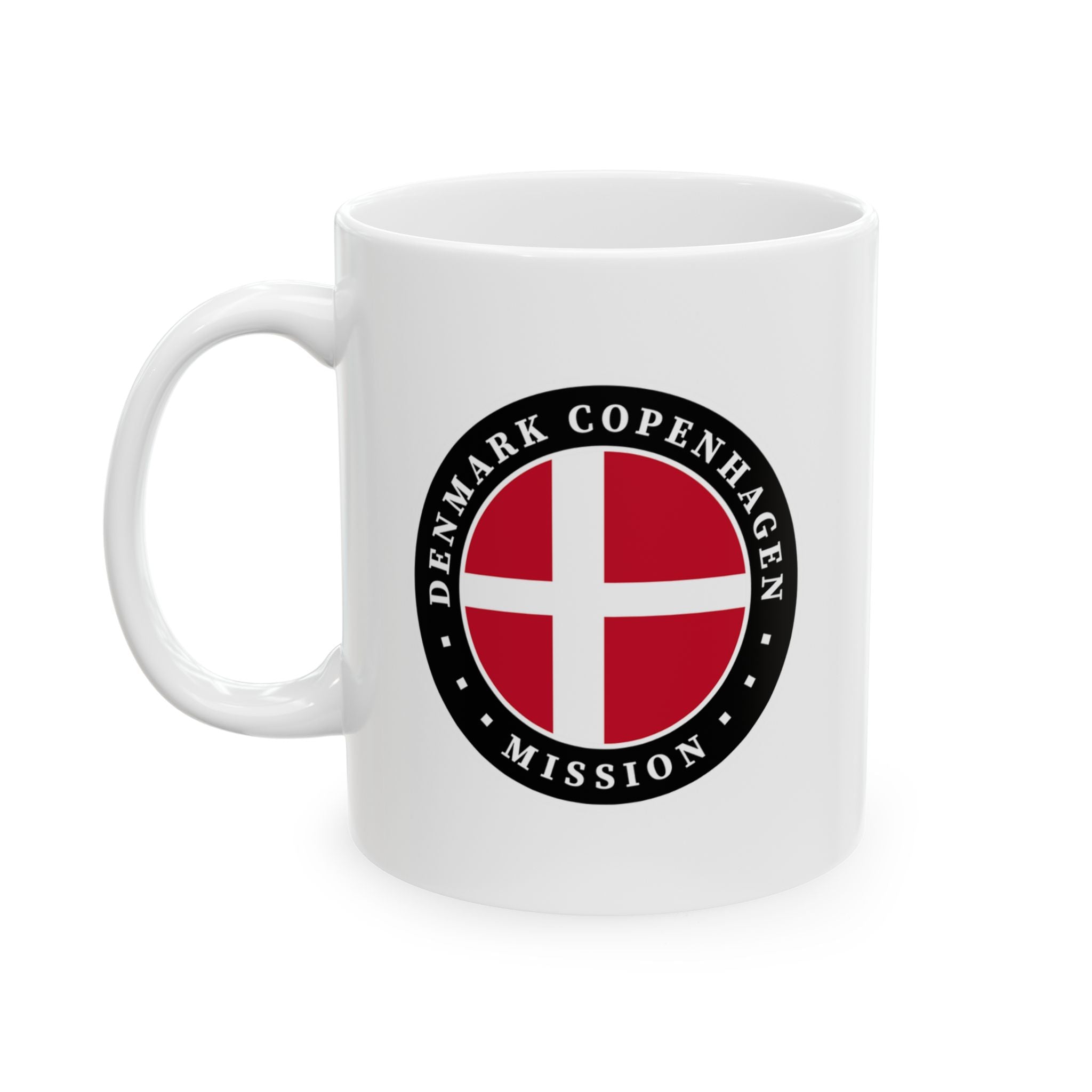 Denmark Copenhagen Mission Circular Flag White Ceramic Mug - Latter-Day Saint LDS Missionary Gift - Book of Mormon