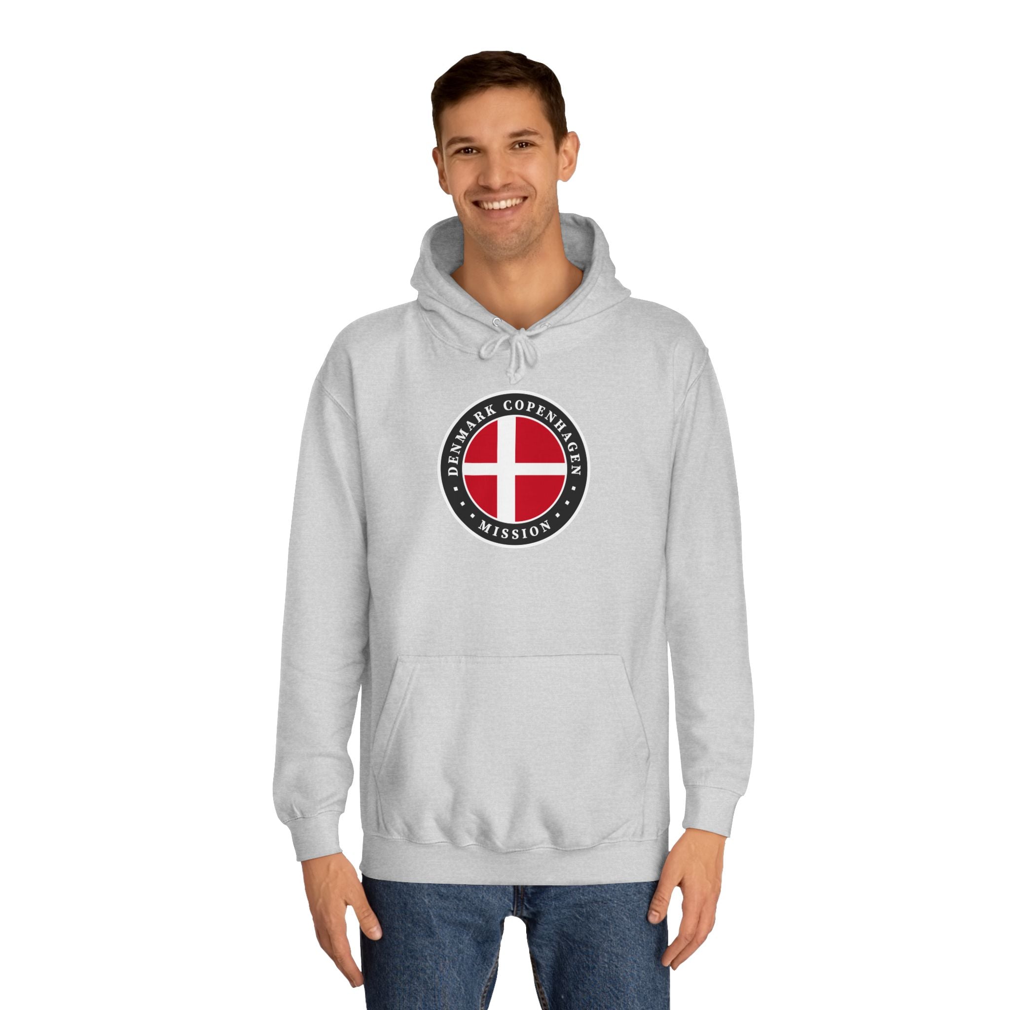 Denmark Copenhagen Mission Flag Logo (Black Border) College Hoodie - Mission Wishlist - LDS Missionary Gift Store