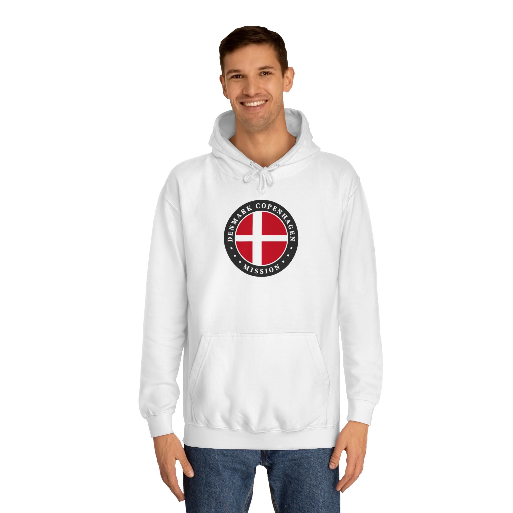 Denmark Copenhagen Mission Flag Logo (Black Border) College Hoodie - Mission Wishlist - LDS Missionary Gift Store