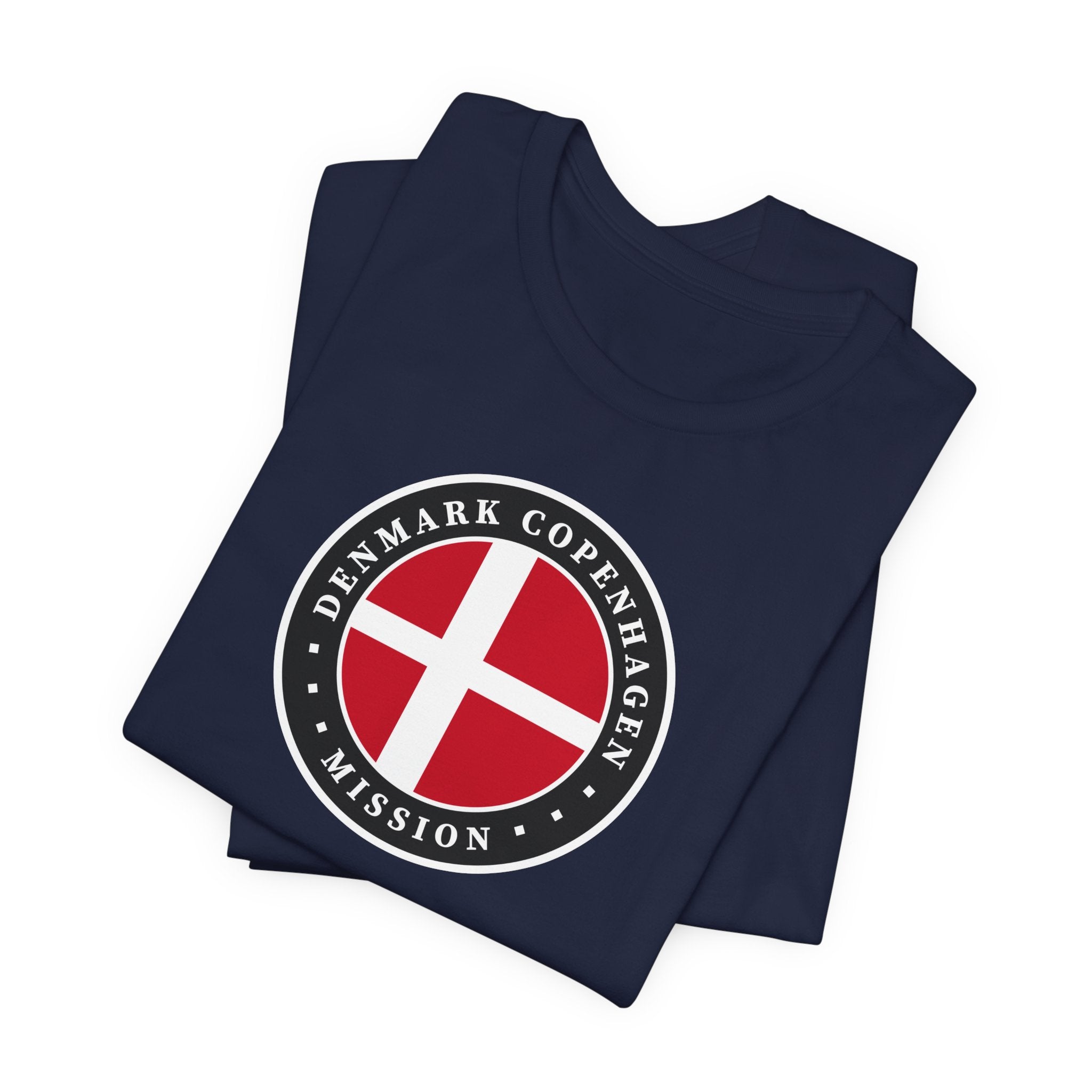 Denmark Copenhagen Mission Flag Logo (Black Border) T-shirt - Mission Wishlist - LDS Missionary Gift Store
