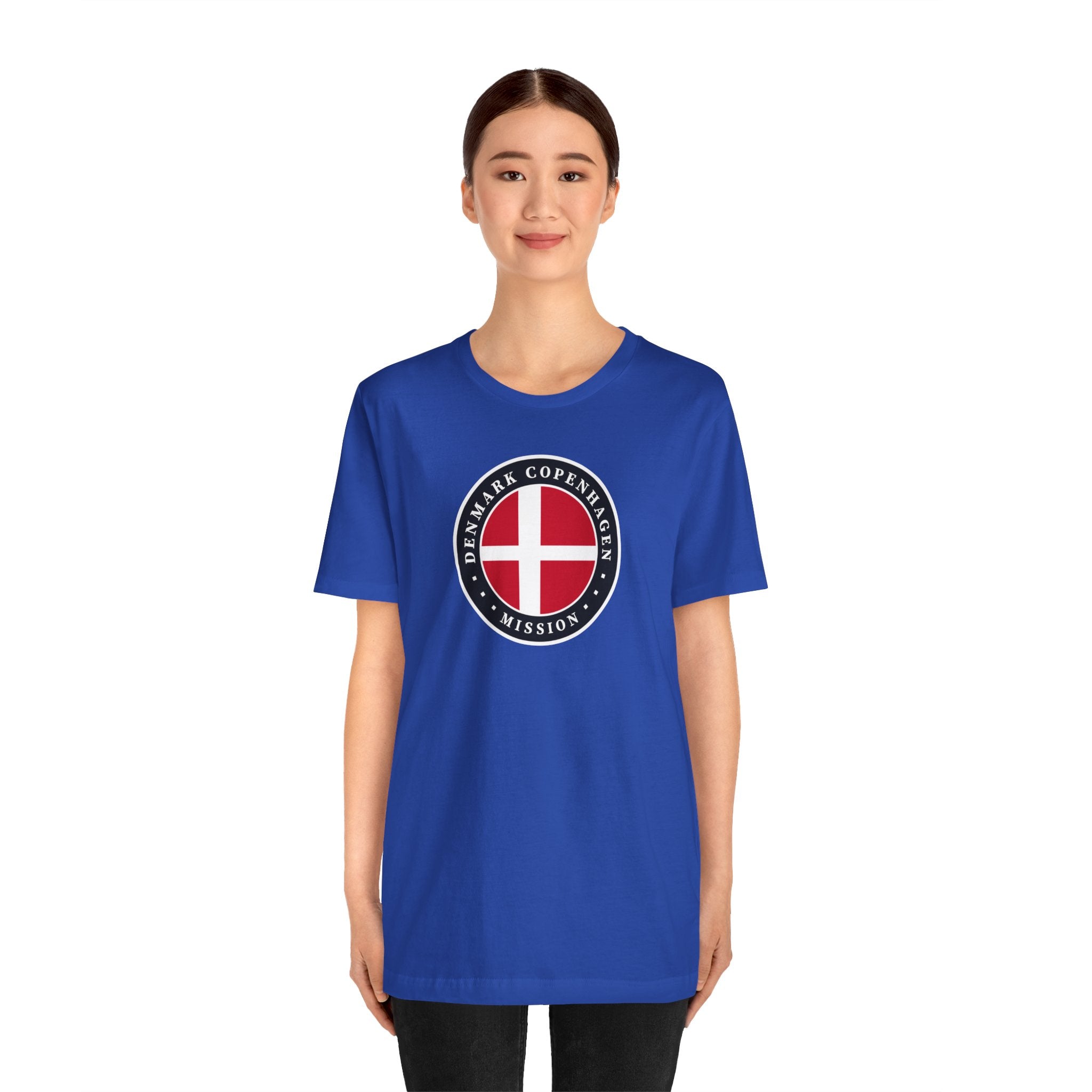 Denmark Copenhagen Mission Flag Logo (Black Border) T-shirt - Mission Wishlist - LDS Missionary Gift Store