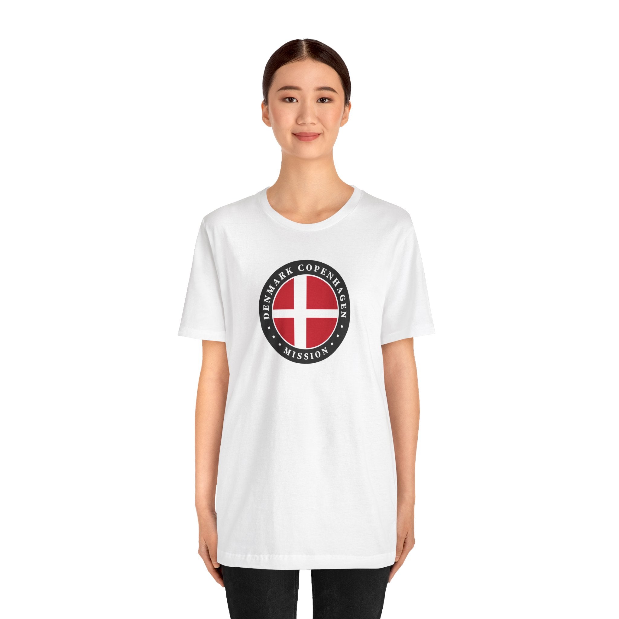 Denmark Copenhagen Mission Flag Logo (Black Border) T-shirt - Mission Wishlist - LDS Missionary Gift Store