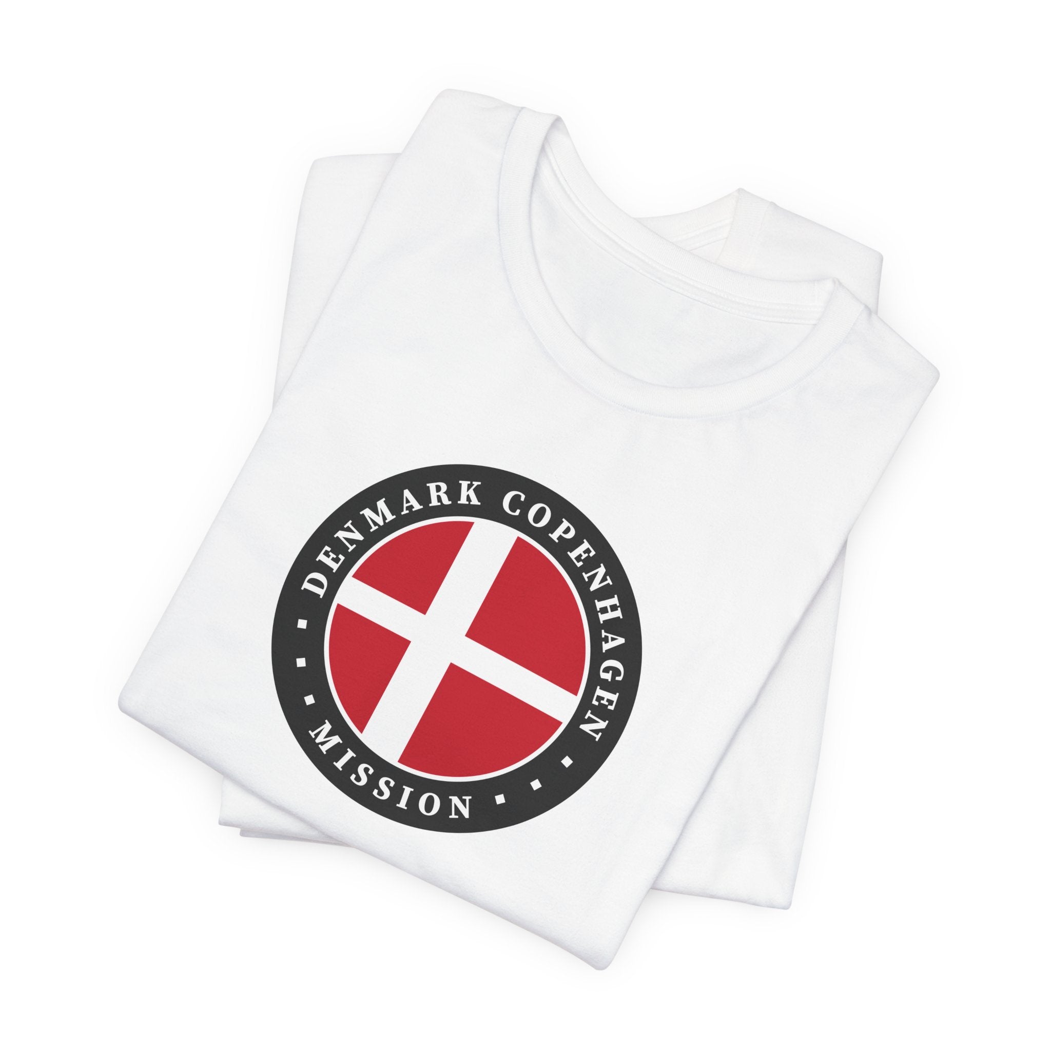Denmark Copenhagen Mission Flag Logo (Black Border) T-shirt - Mission Wishlist - LDS Missionary Gift Store