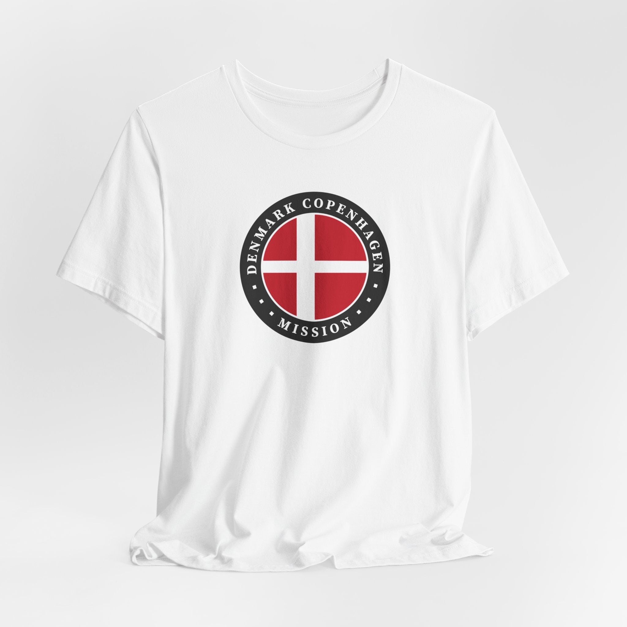 Denmark Copenhagen Mission Flag Logo (Black Border) T-shirt - Mission Wishlist - LDS Missionary Gift Store