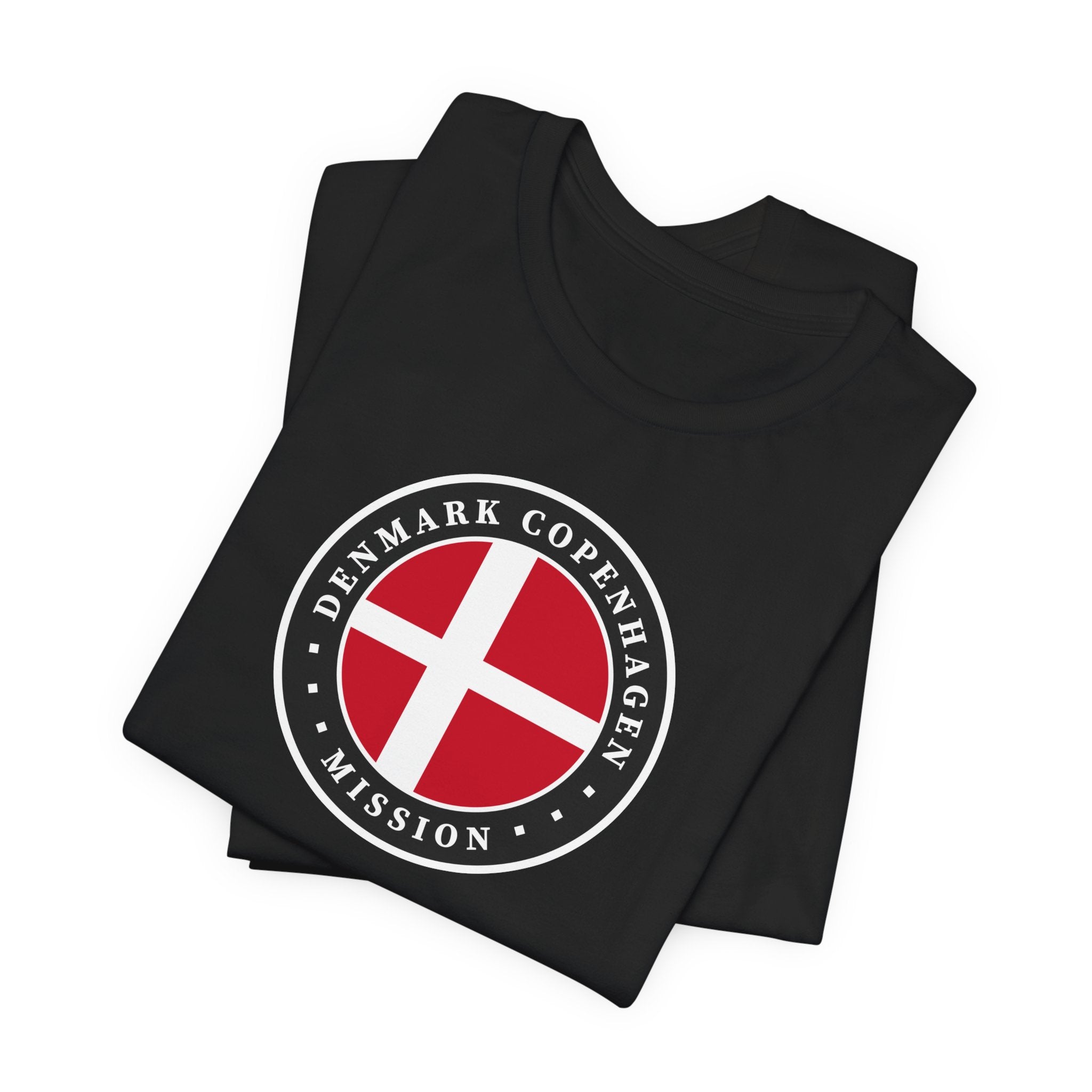 Denmark Copenhagen Mission Flag Logo (Black Border) T-shirt - Mission Wishlist - LDS Missionary Gift Store