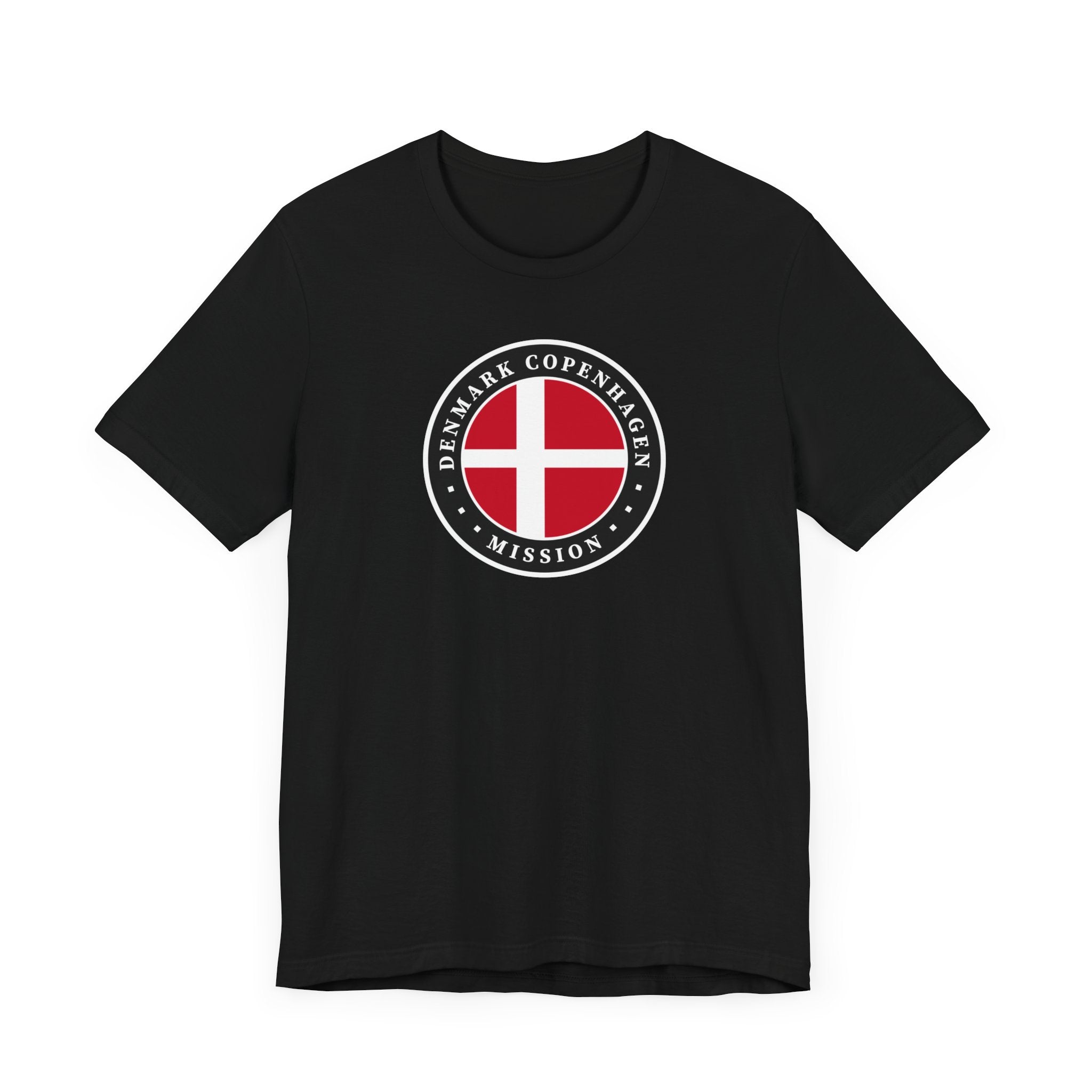Denmark Copenhagen Mission Flag Logo (Black Border) T-shirt - Mission Wishlist - LDS Missionary Gift Store