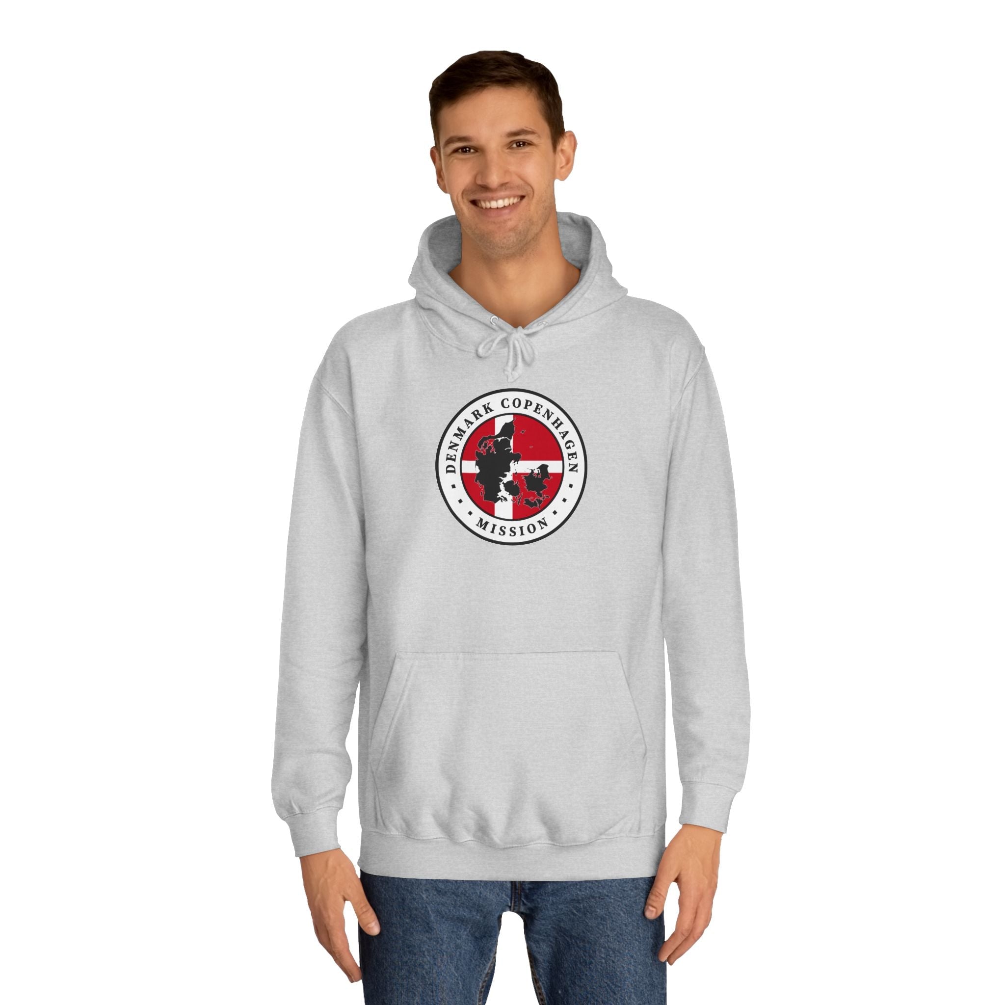 Denmark Copenhagen Mission Flag Logo (White Border) College Hoodie - Mission Wishlist - LDS Missionary Gift Store